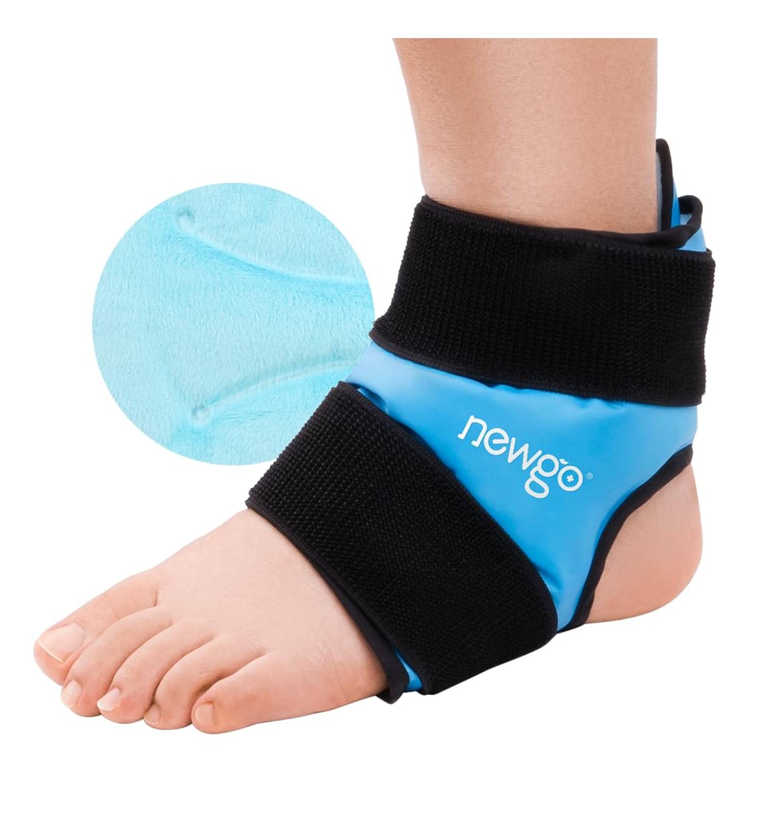 Newgo Fleece Ankle Cooling Pads & Cuff | Pain Relief for Injuries & Swelling | Ice Cold Ankle Cooling Belt & Socks in Light Blue - Buy Online on GoSupps.com