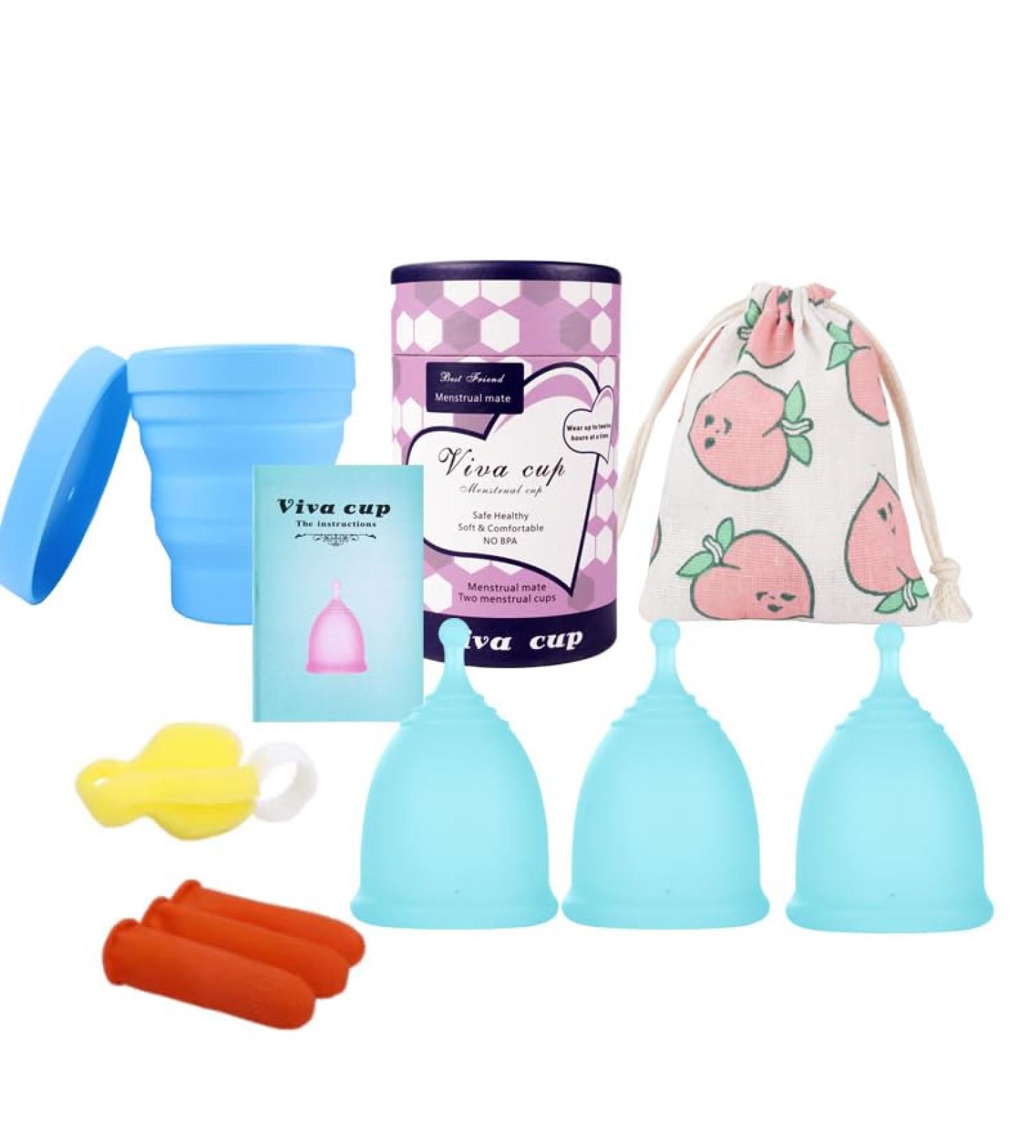 Florauspicious Reusable Menstrual Cup - 3 Pack (Large Green) | Eco-Friendly Female Care Solution - Buy Online on GoSupps.com