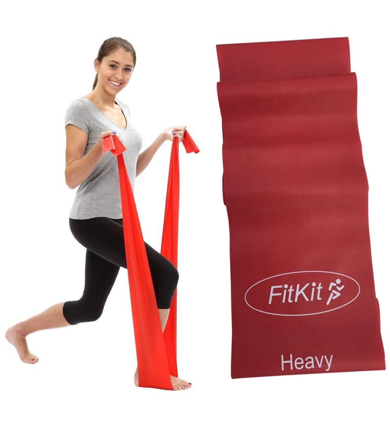 FitKit Resistance Exercise Band - 1.5M - 4 Resistance Levels for Pilates, Yoga, Rehab - Red - Buy Online on GoSupps.com