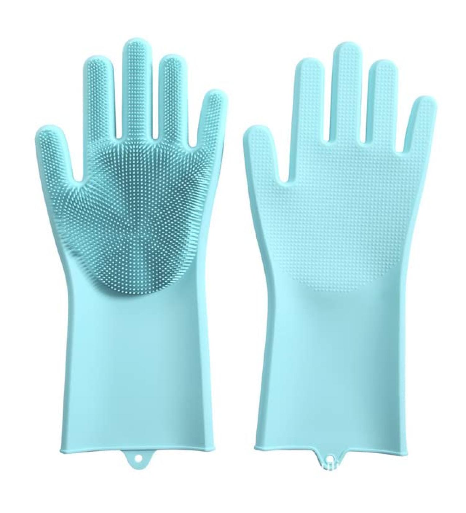 1 Pair Silicone Cleaning Gloves Multifunction Magic Silicone Dish Washing Gloves for Kitchen Household Silicone Washing - Buy Online on GoSupps.com