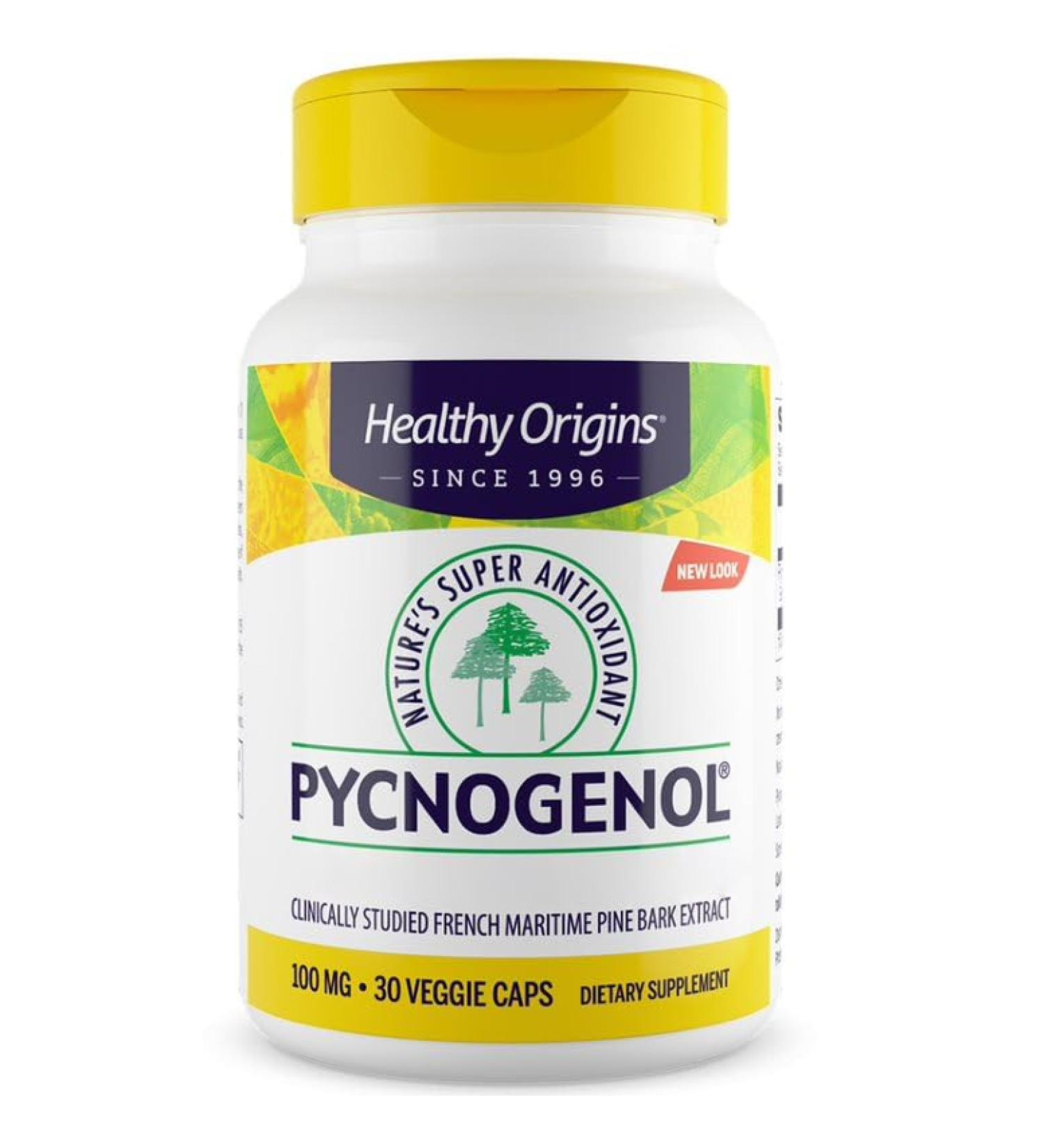 Healthy Origins Pycnogenol 100mg Pine Bark Extract with Procyanidins 30 Vegan Capsules SOYA Free Gluten Free Vegetarian Non GMO - Buy Online on GoSupps.com
