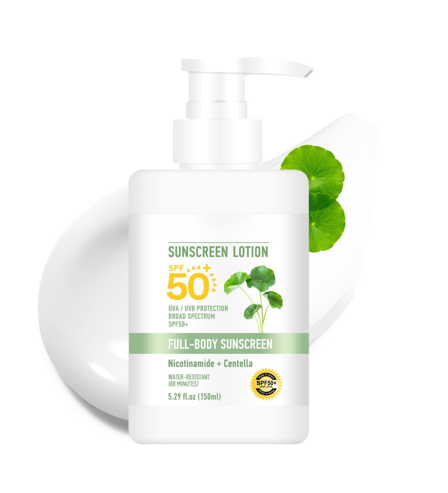 Trendyfave Body Sunscreen SPF 50+ Large-capacity Body Sunscreen Sun Cream For High Sun Protection Protetion Suncream With Nicotinamide & Centella Long-Lasting Anti-Sweat Water-Resistant 150ml - Buy Online on GoSupps.com