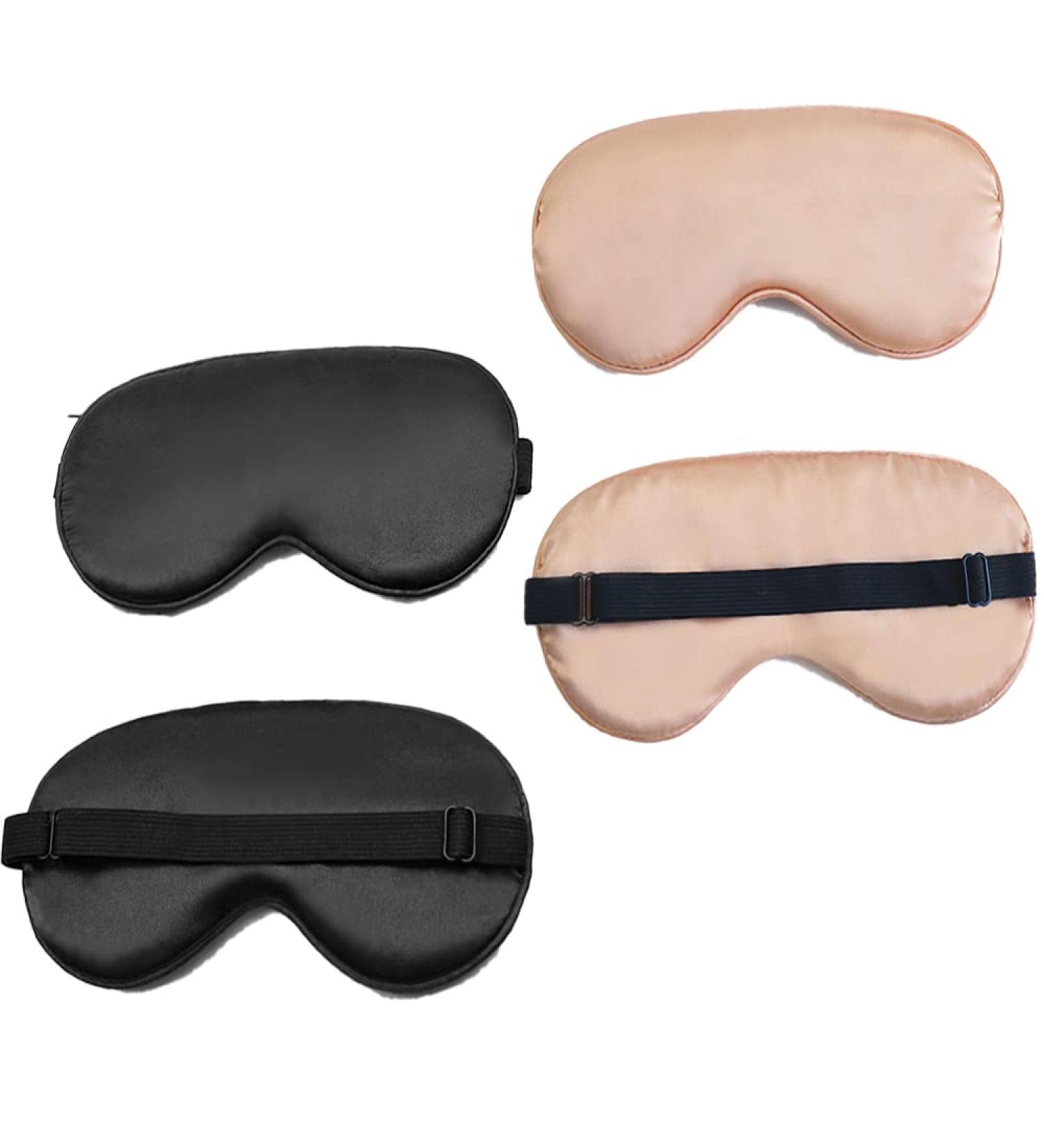 2 Pack Natural Silk Sleeping Mask | Adjustable Strap Soft Blindfold Eyeshade for Smooth Sleep - Buy Online on GoSupps.com