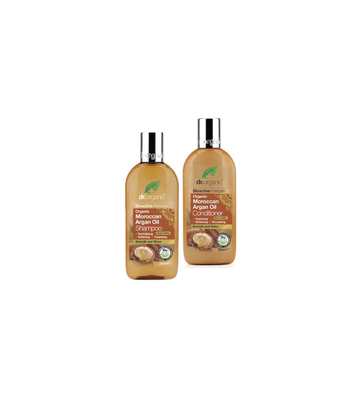 Dr Organic Moroccan Argan Oil Shampoo 265ml + Dr Organic Moroccan Argan Oil Conditioner 265ml