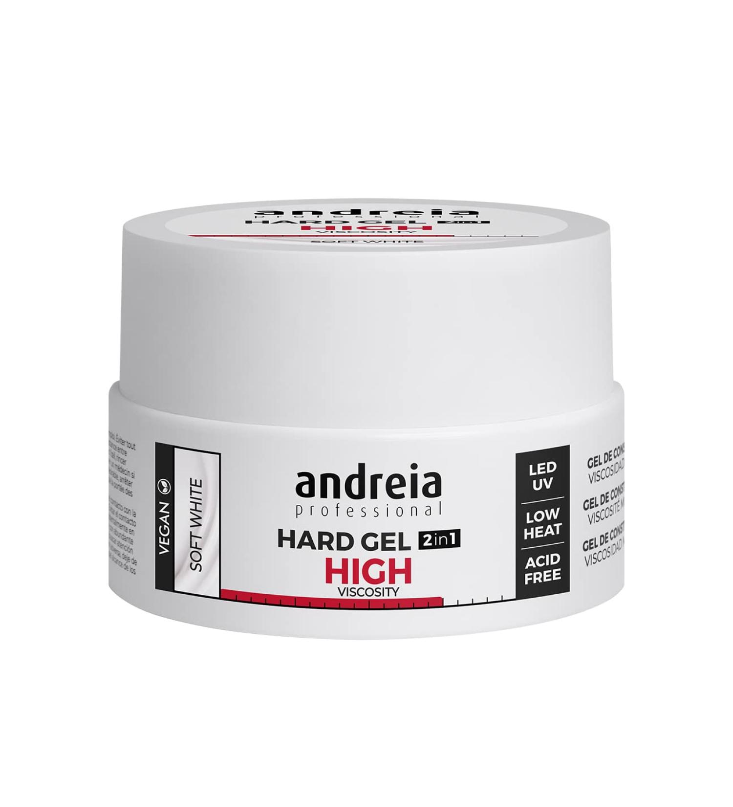 Andreia Professional Hard Nail Gel - Two-Phase 2-in-1 LED/UV Build-Up Gel for Strong Nail Tips & Extensions - High Viscosity Soft White 22g - Buy Online on GoSupps.com