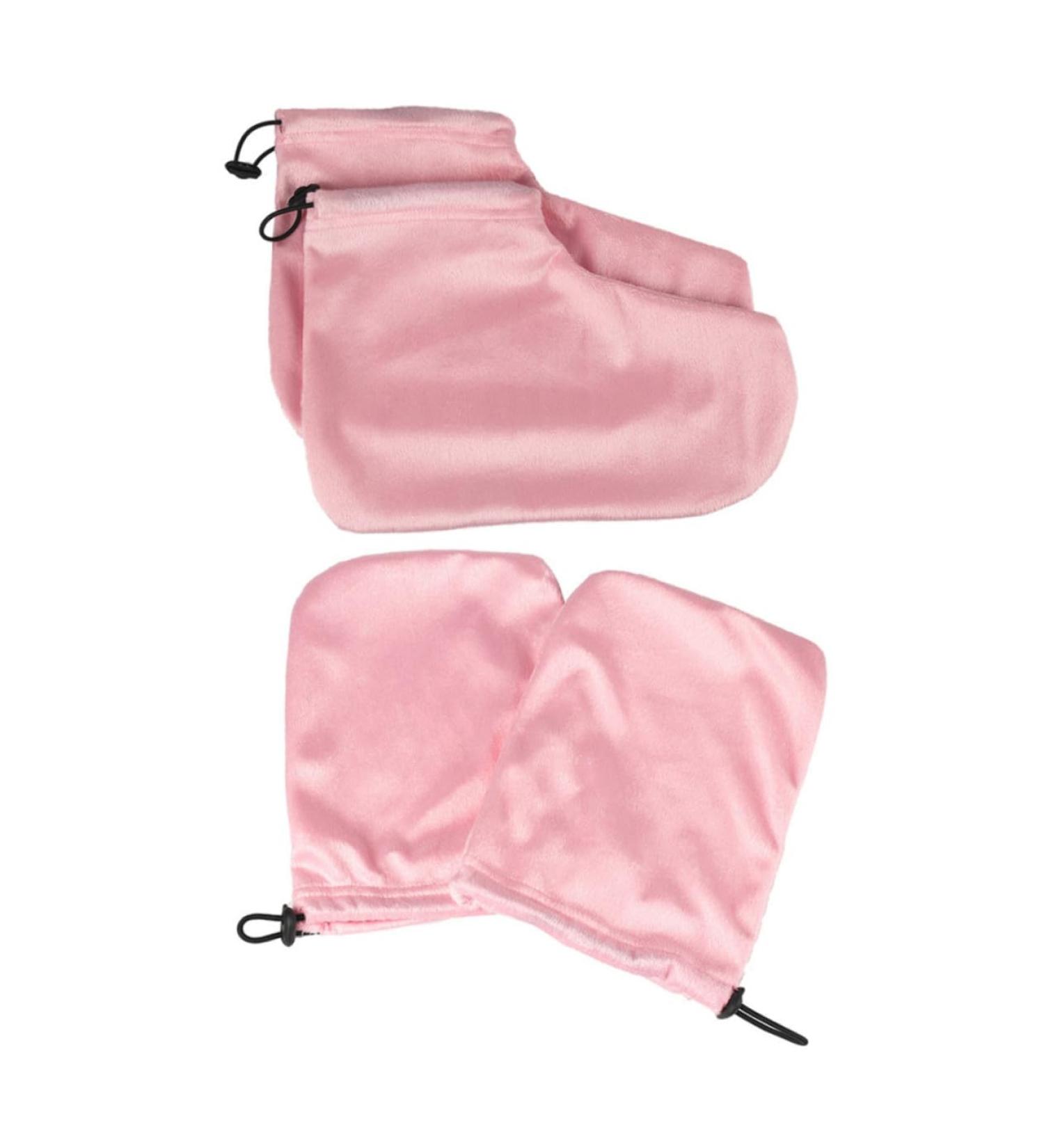 2 Paires Ensemble et couvre-pieds isol s en coton traitement la paraffine pour mains trousse la cire thermique Couvre-mains de bain de cire de bain en rose - Buy Online on GoSupps.com