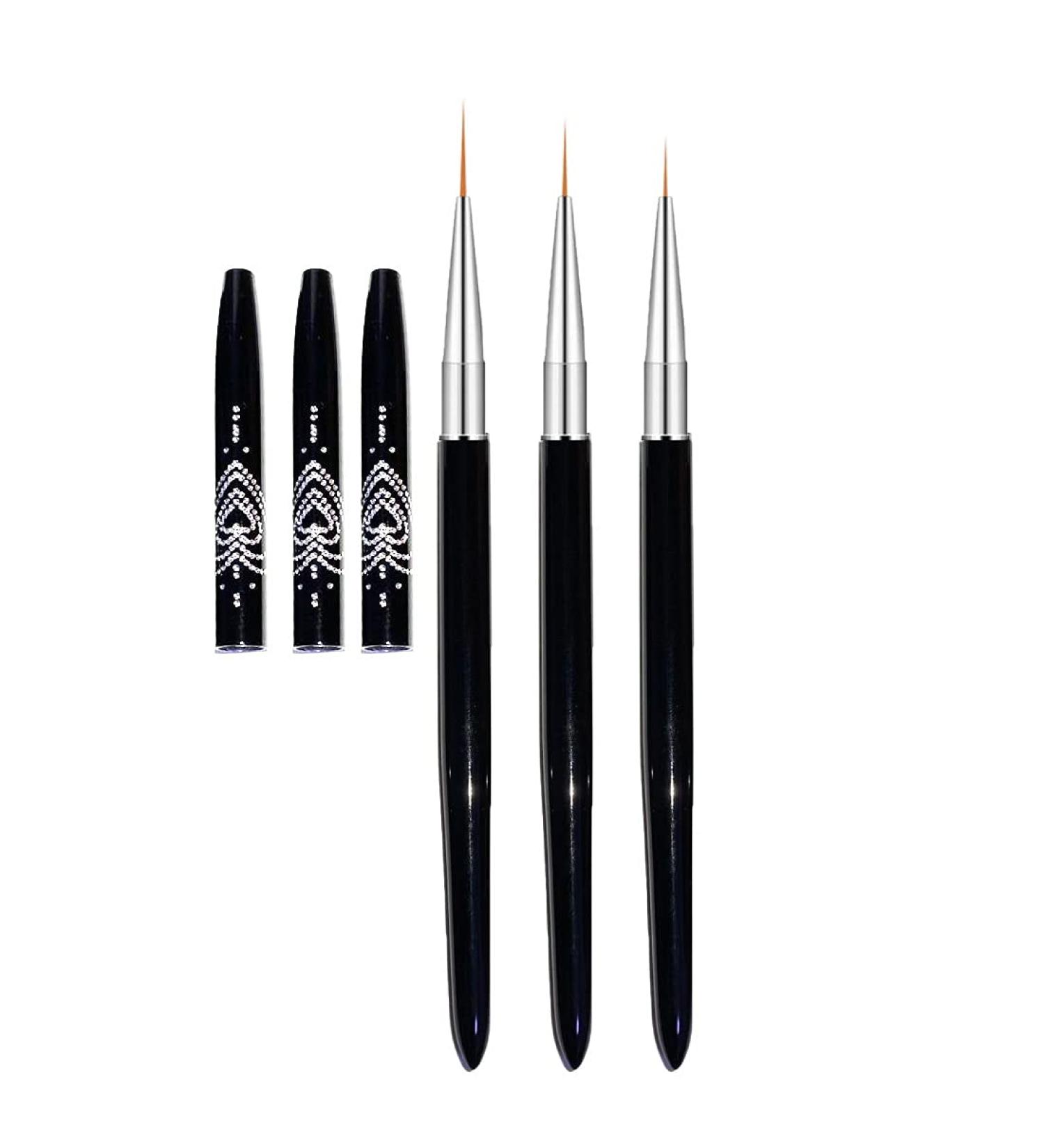 FULINJOY Nail Art Liner Brushes Set - 7mm/9mm/11mm Metal Handle Drawing Pens - UV Gel Painting Design Tools - 3PCS Black - Buy Online on GoSupps.com