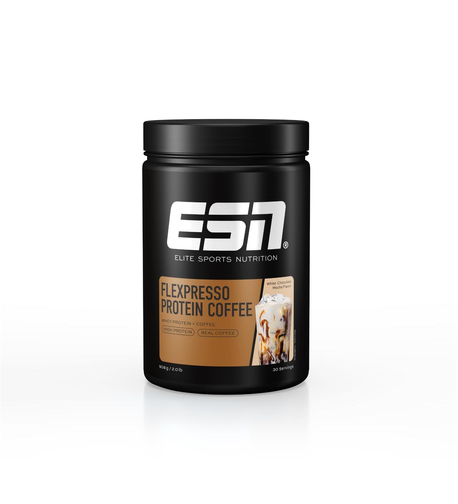 ESN Flexpresso Protein Coffee White Chocolate Mocha Flavor 908 g 2 lbs 30 Servings - Whey Protein Powder with Real Coffee Made in Germany Laboratory Tested White Chocolate Mocha 908 g (Package of 1) - Buy Online on GoSupps.com