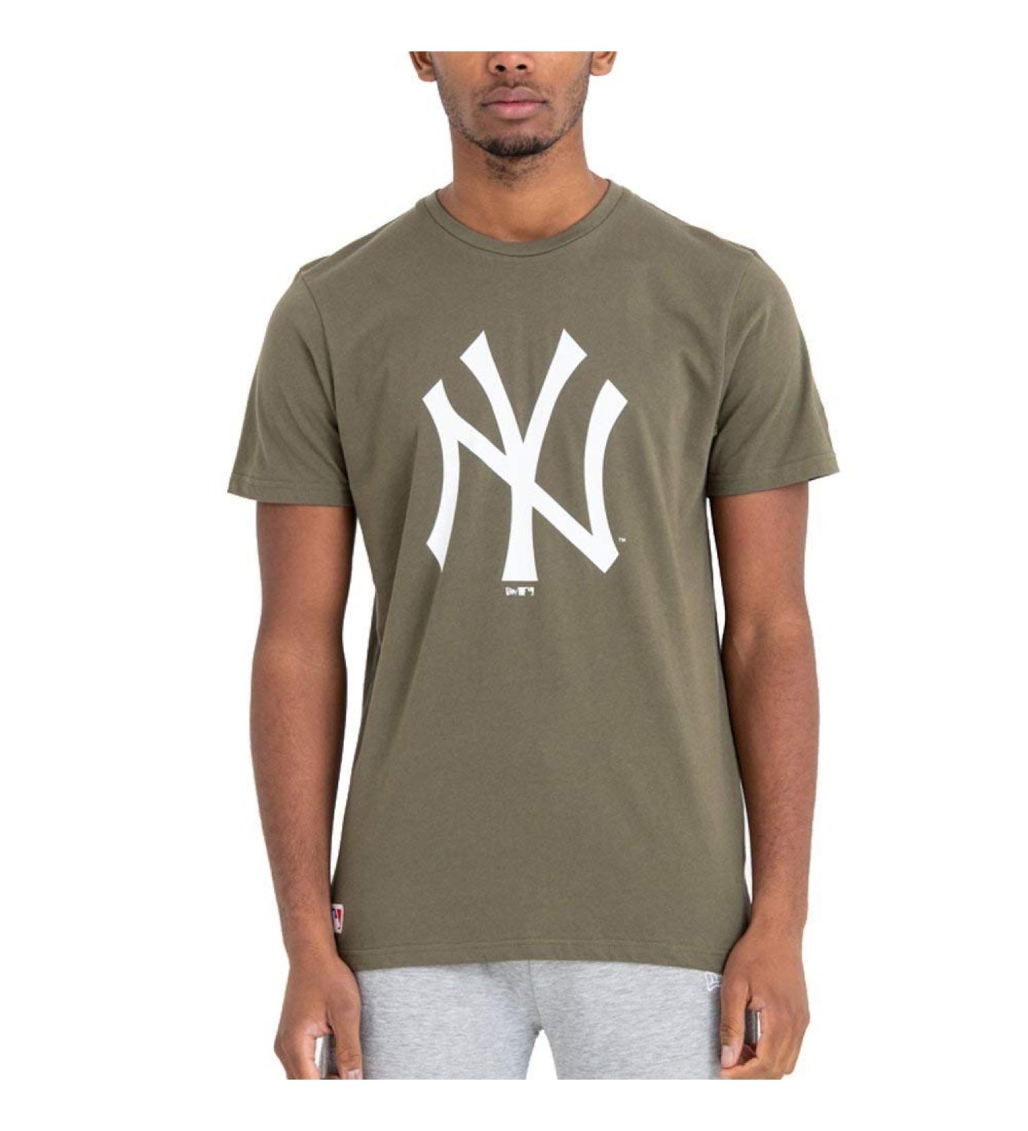 Buy New Era MLB New York Yankees Team Logo T-Shirt - Olive M Green | Official Merchandise | Fast International Shipping - Buy Online on GoSupps.com