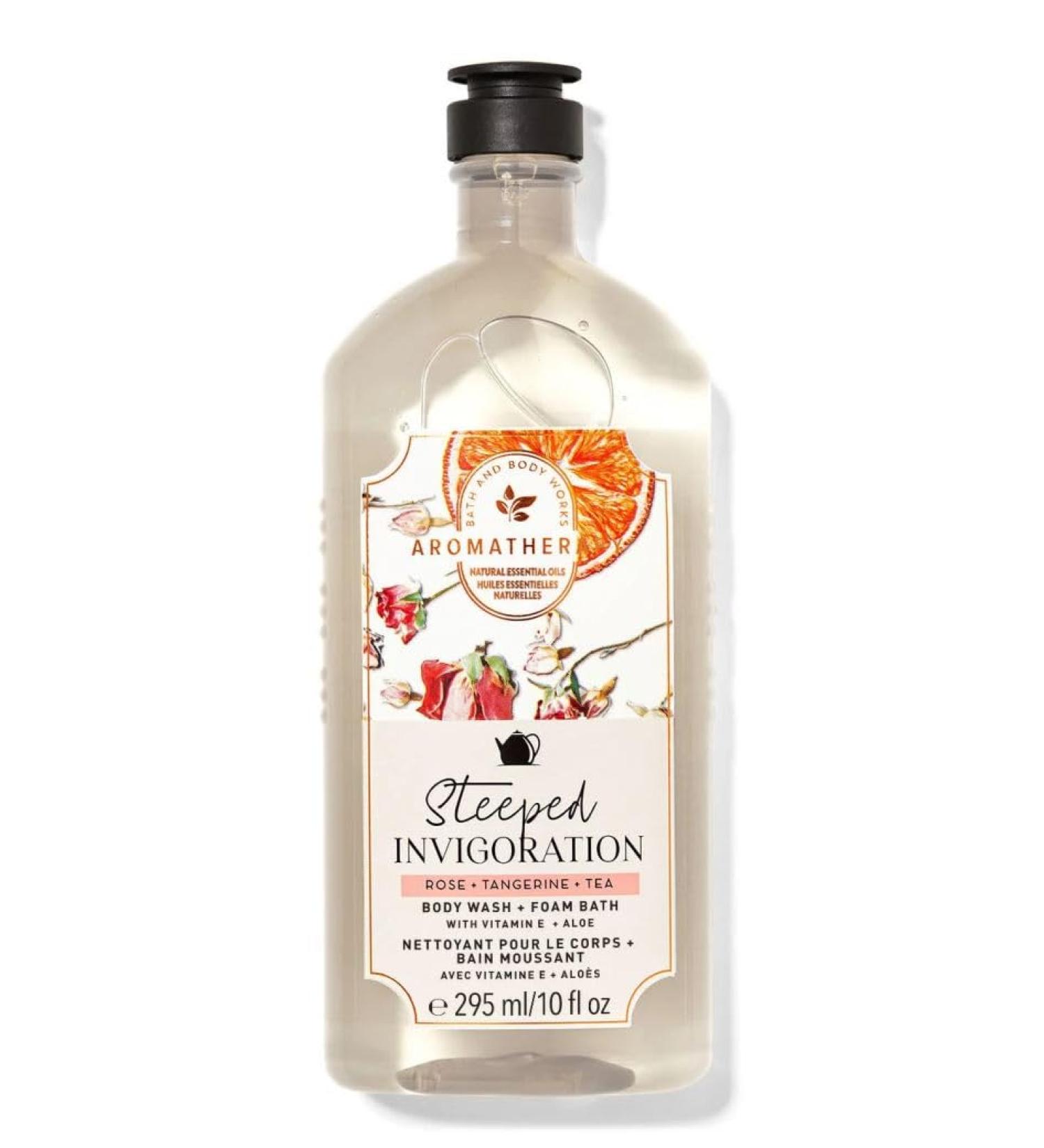 Bath Body Steeped Invigoration Rose Tangerine Tea Body Wash and Foam Bath 10 Fl Oz