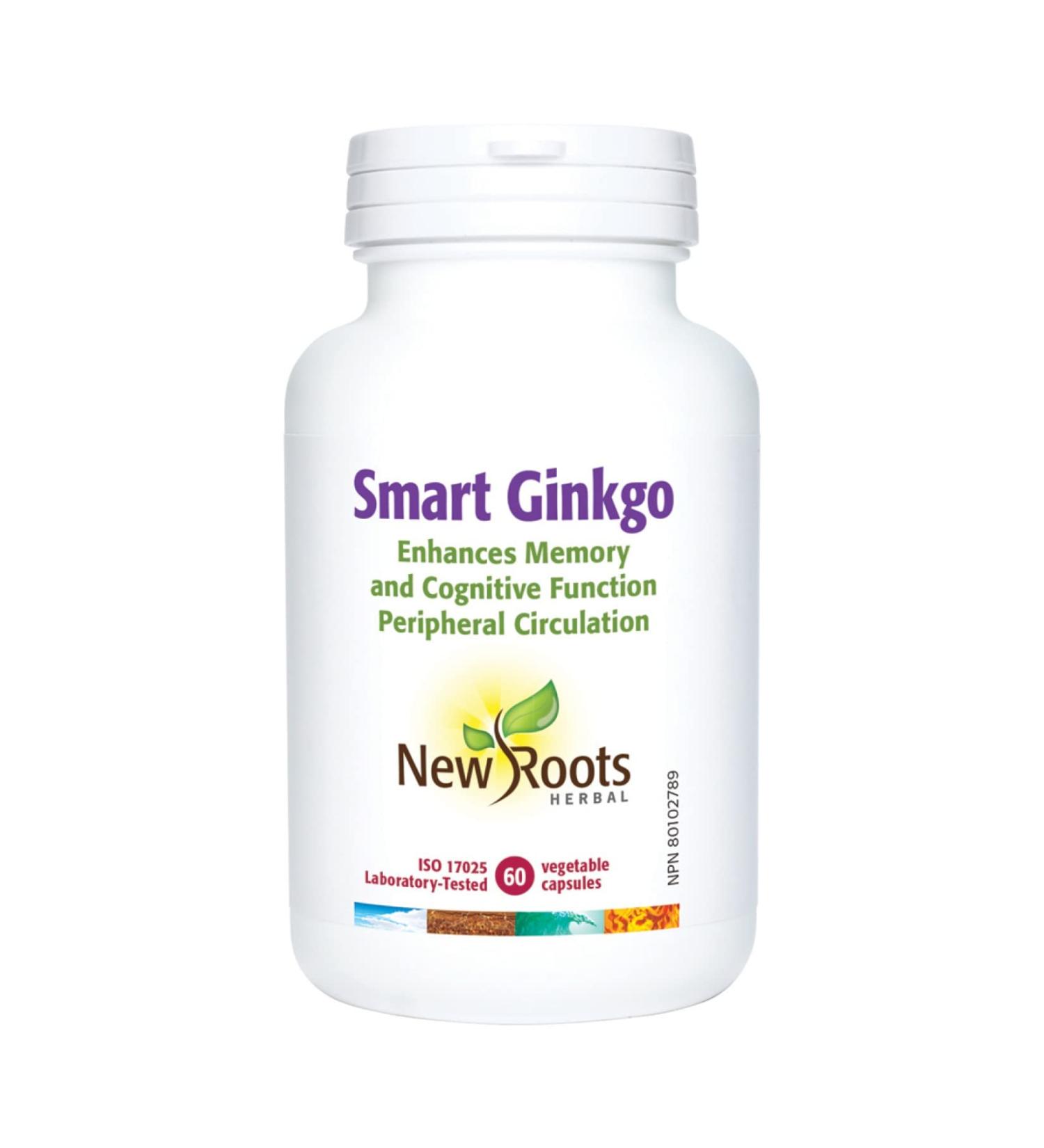 New Roots Herbal - Smart Ginkgo - 60 capsules - Cognitive Function and Memory - Buy Online on GoSupps.com