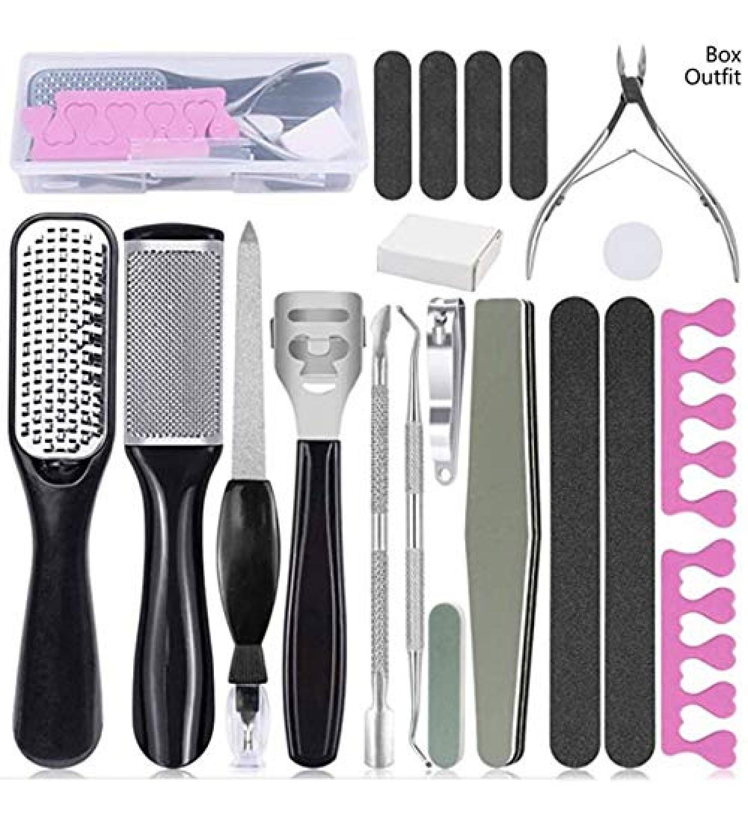 21-in-1 Professional Pedicure Set - Stainless Steel Foot Care Kit for Cornea Removal & Foot Health - Buy Online on GoSupps.com