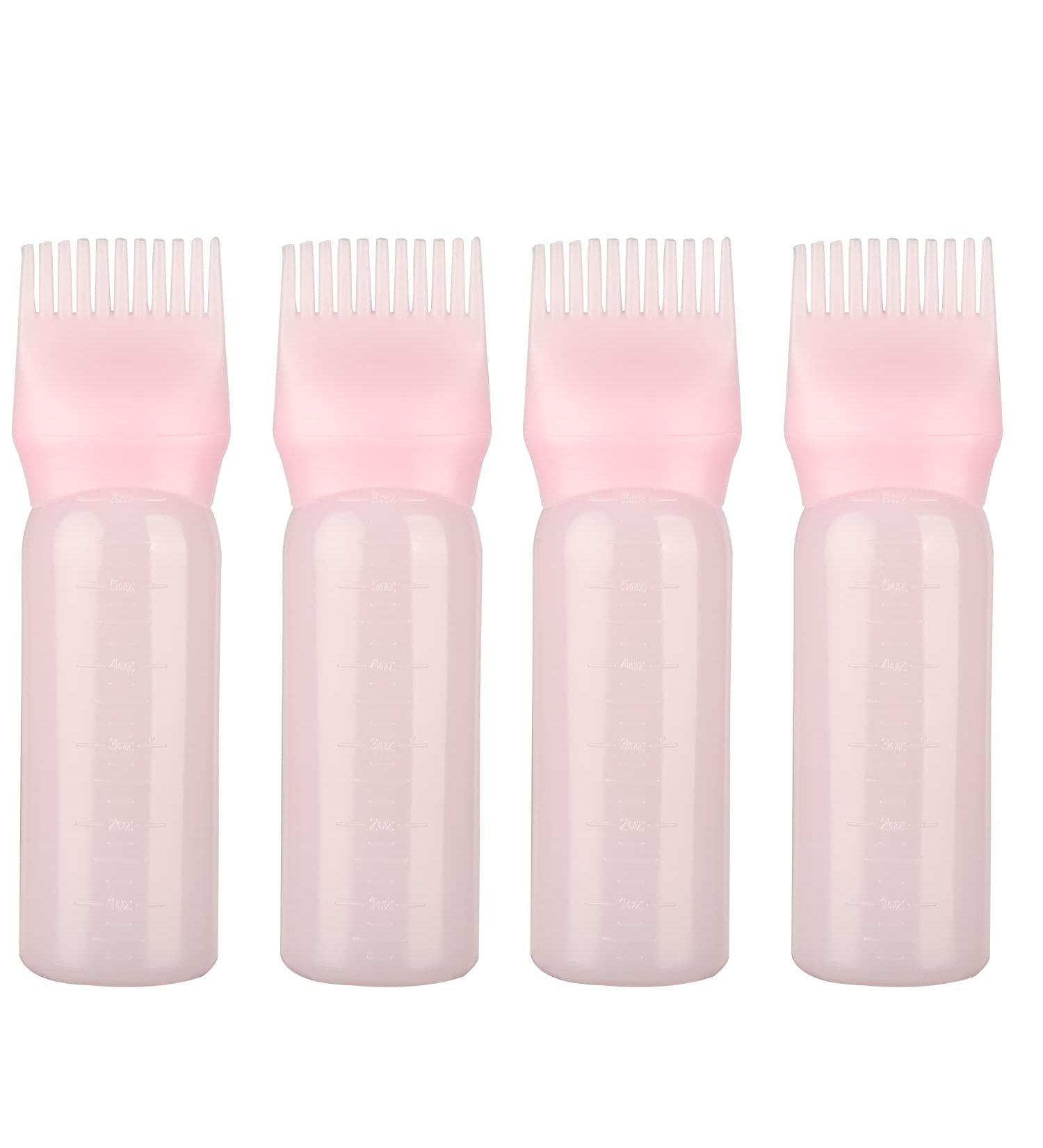 MFUOE 4 PCS Applicator Bottle Pink Root Comb Hair Dye Bottle Hair Dyeing Bottles Salon Hair Coloring Dyeing - Buy Online on GoSupps.com