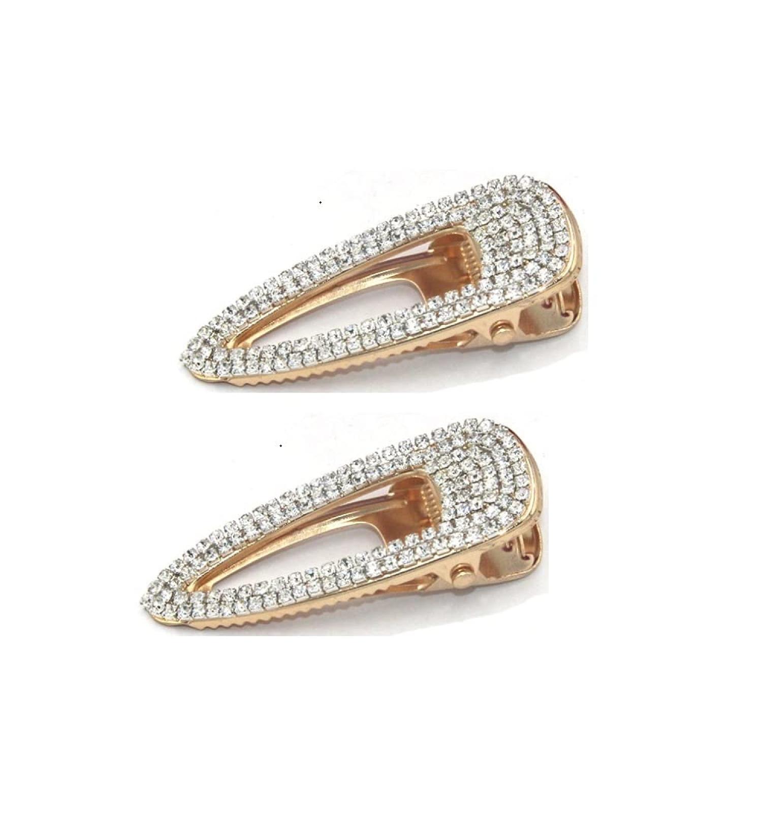 2PCS Gold Glitter Rhinestone Hair Clips for Women | Stylish Hair Accessories for Girls - Buy Online on GoSupps.com