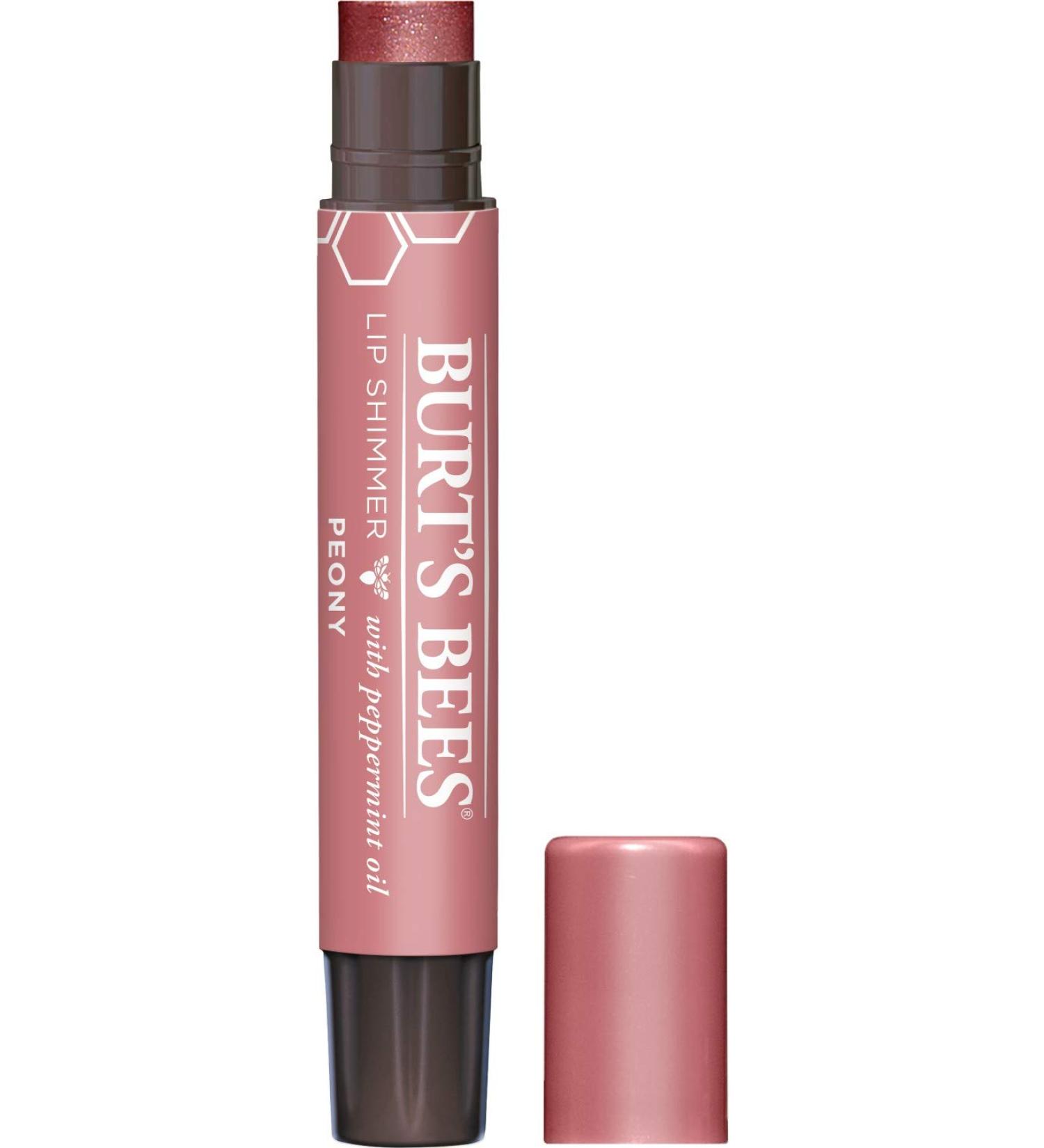 Burt's Bees 100% Natural Lip Shimmer in Peony - Moisturizing Lip Balm - 1 Tube - Buy Online on GoSupps.com