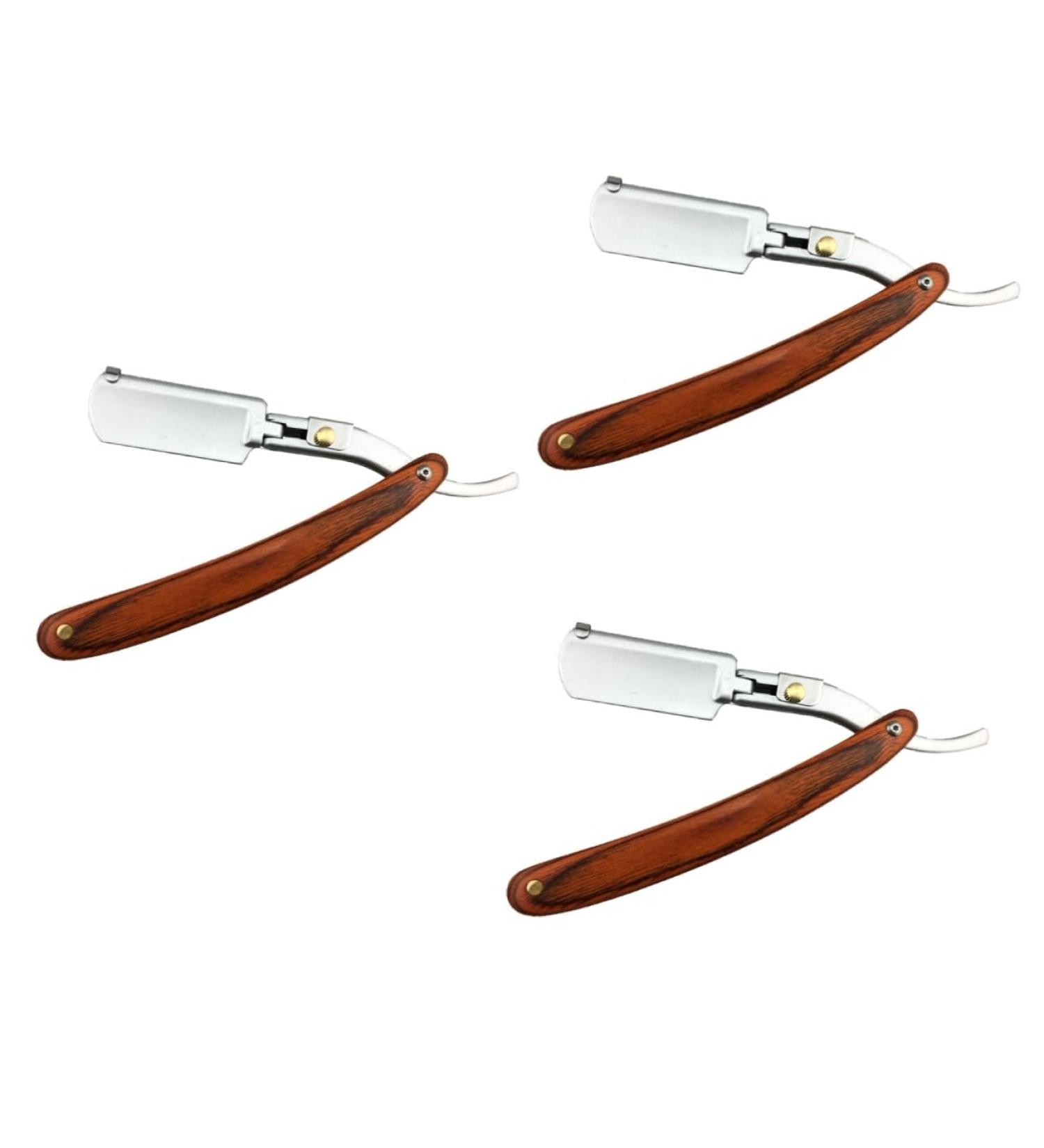 Beavorty 3-in-1 Portable Metal Manual Razor for Men | Classic Straight Blade & Wooden Handle Beard Grooming Tool - Safe & Stylish - Buy Online on GoSupps.com