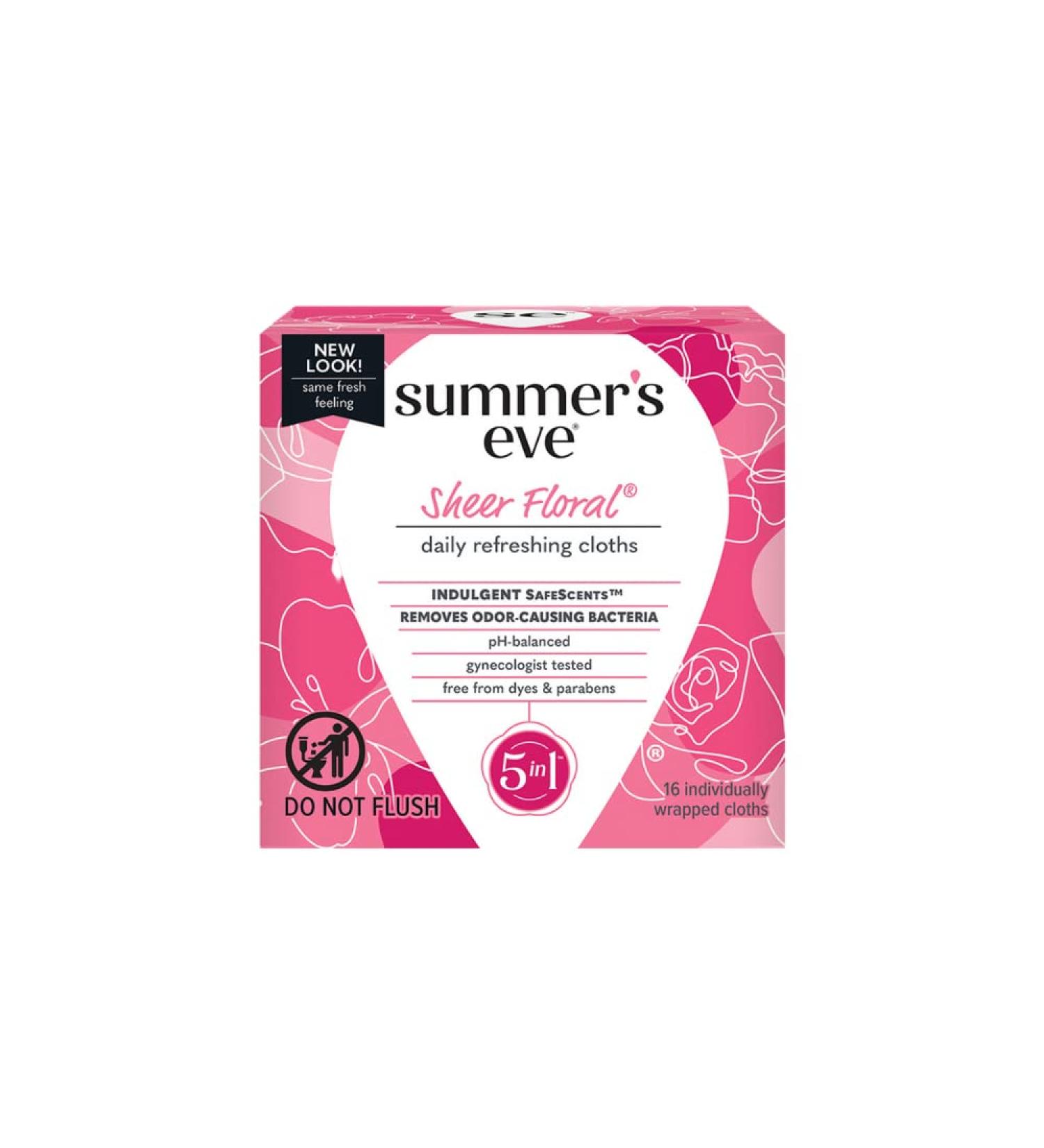 Summer's Eve Sensitive Skin Feminine Cleansing Cloths, Sheer Floral - 16 Count (Pack of 1) - Buy Online on GoSupps.com