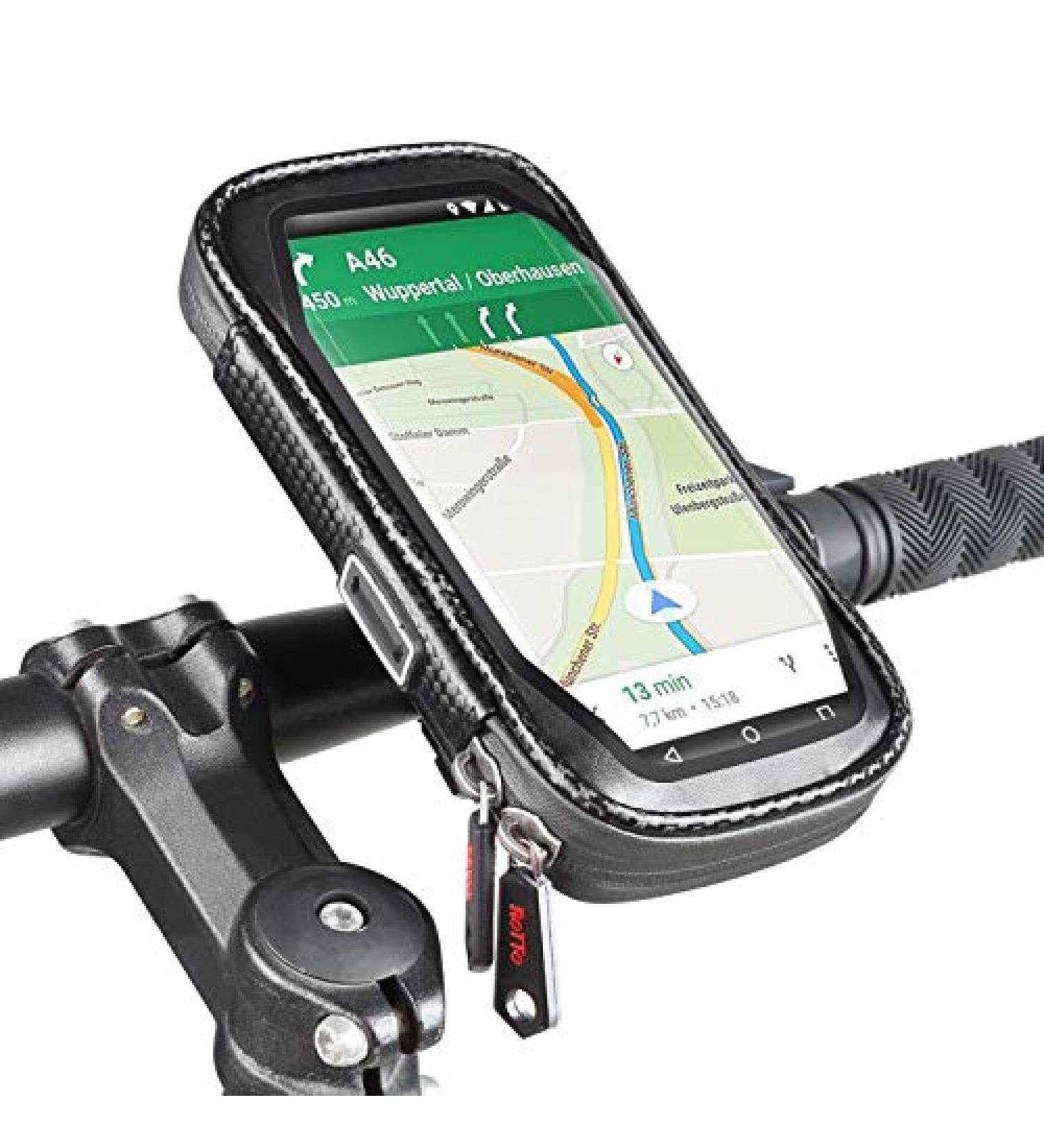 ROTTO XL Bike Phone Mount - Anti-shake Waterproof Holder with 360 Rotation | Handlebar Bag for Bicycle - Black (Three Sizes) - Buy Online on GoSupps.com