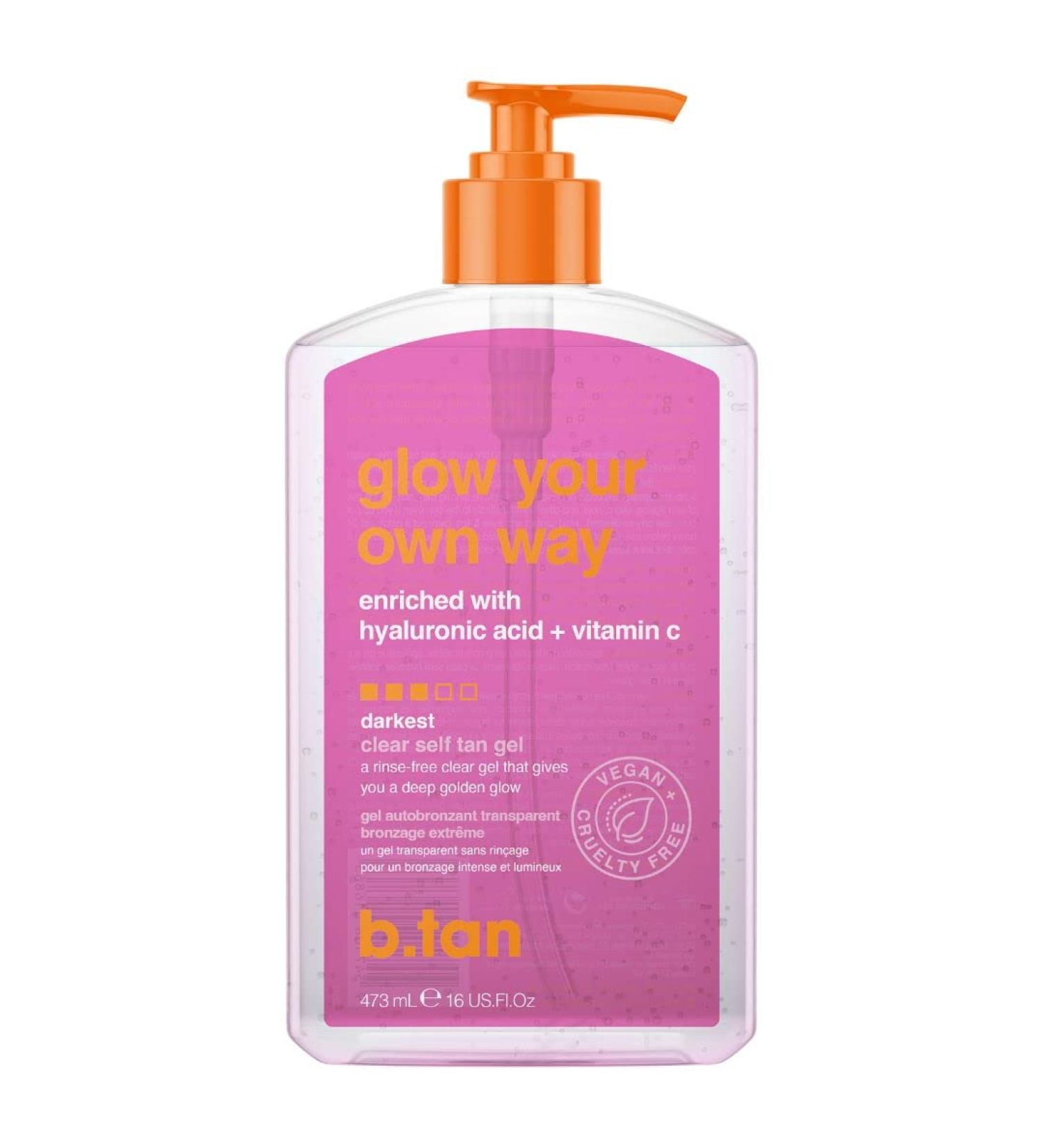 b.tan Clear Self Tan Gel | Transfer-Resistant Vegan Self Tanner - 16 Fl Oz - Buy Online on GoSupps.com