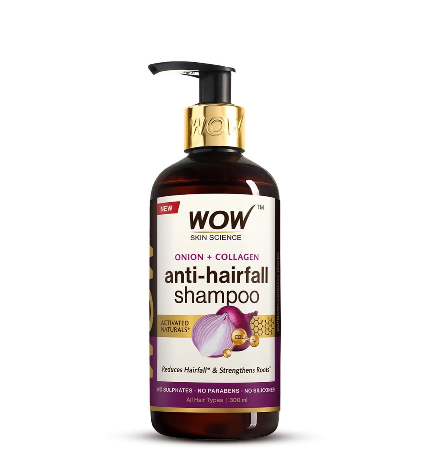 WOW Skin Science Red Onion Black Seed Oil Shampoo - Paraben & Sulphate Free - 300ml - Buy Online on GoSupps.com