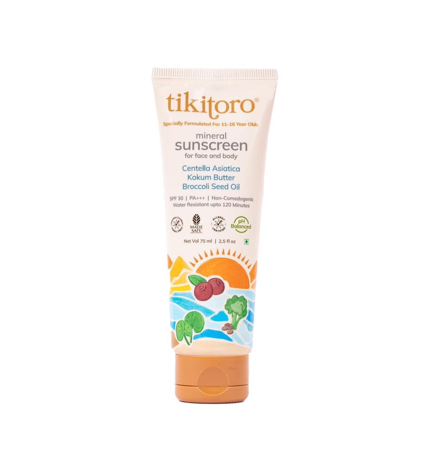 Teens Mineral Sunscreen SPF 30+ | Hydrating & Tanning Protection 100% Vegan Kokum Butter & Zinc Oxide (75 gm - Buy Online on GoSupps.com