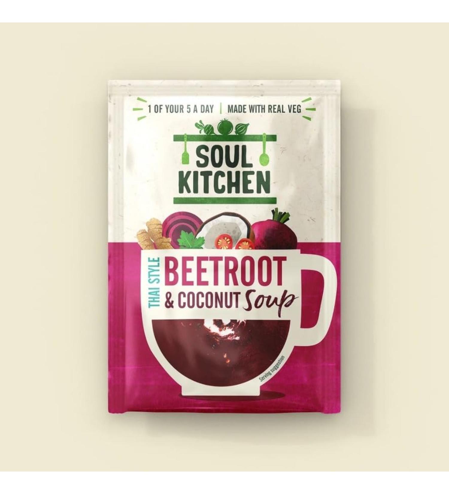 Thai style Beetroot and Coconut Soup | Soul Kitchen | Healthy Instant Soup | Vegan | Gluten Free | 12 x 25g  - Buy Online on GoSupps.com