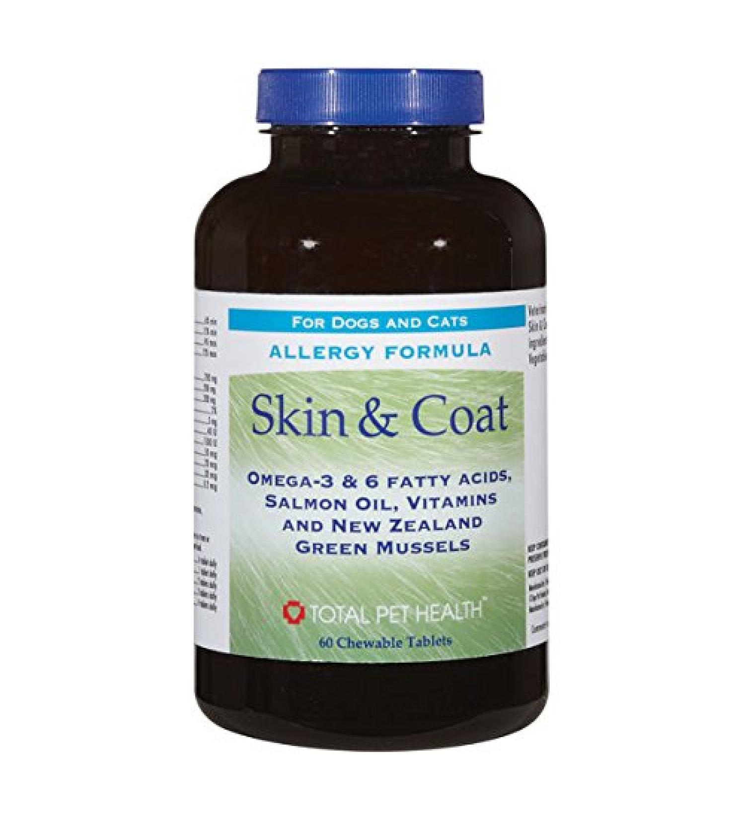 Dog and Cat Supplements - 60 Count Hypoallergenic Skin and Coat Tablet Vitamins