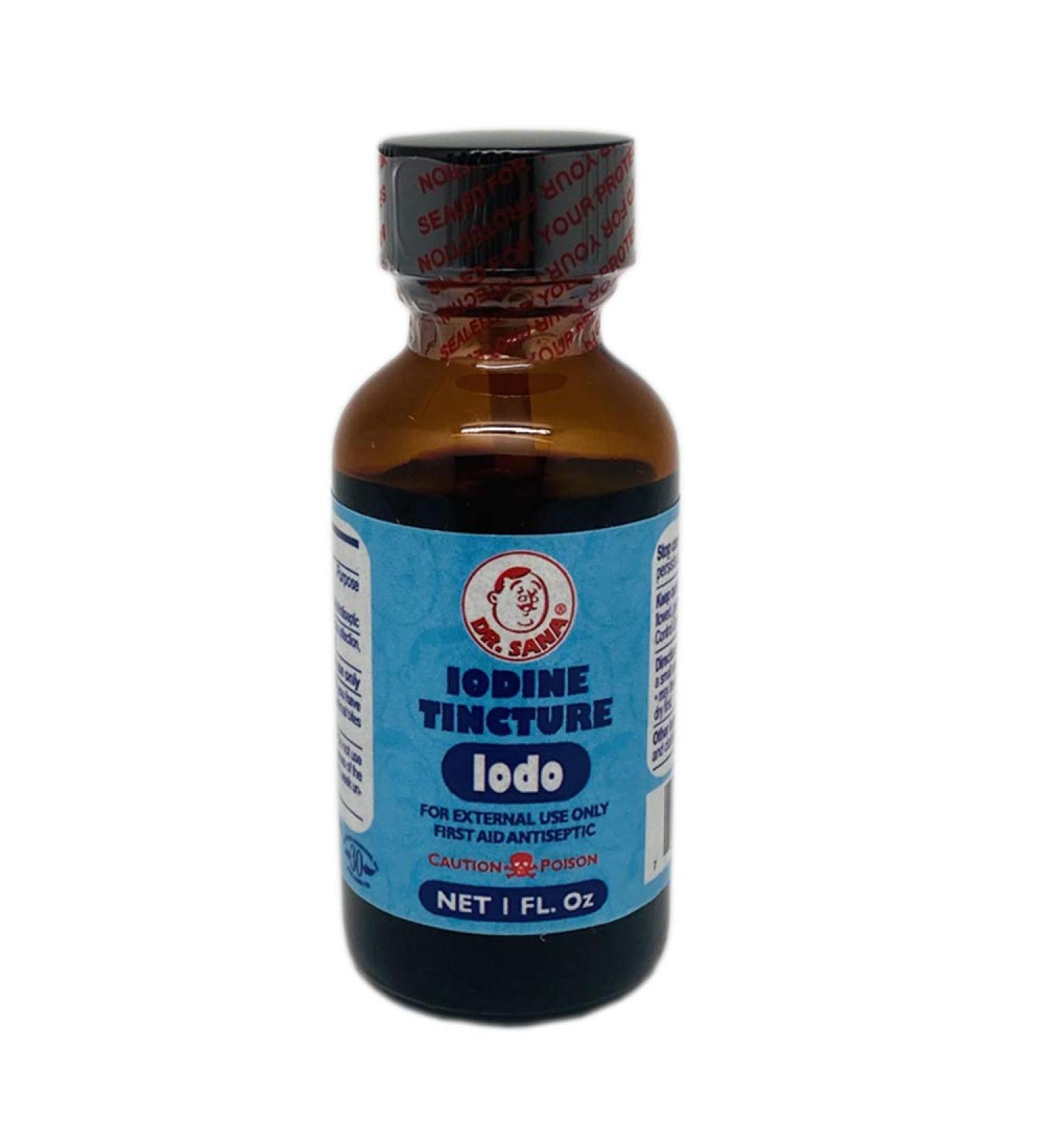 Dr Sana Iodine Tincture 1 fl.oz - First Aid Antiseptic for Scrapes, Cuts, Bruises, and Burns - Buy Online on GoSupps.com