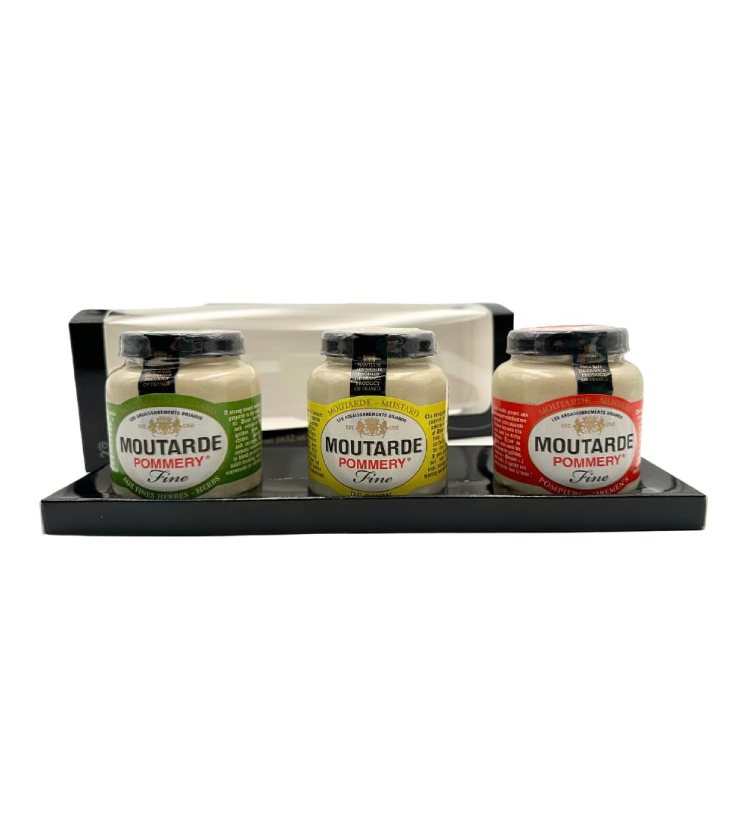 Trio of Pommery Fine Mustard: Dijon Firemen and Herbs 100g Gift Box - Buy Online on GoSupps.com