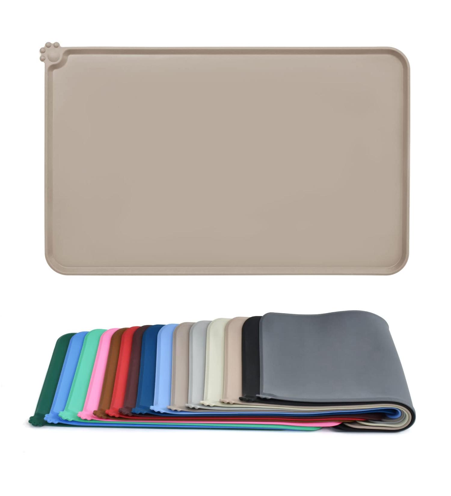 Audwud Silicone Waterproof Pet Feeding Mat | Anti-Slip Dog & Cat Bowl Mat 47x30 cm - Adobe Brown - Buy Online on GoSupps.com