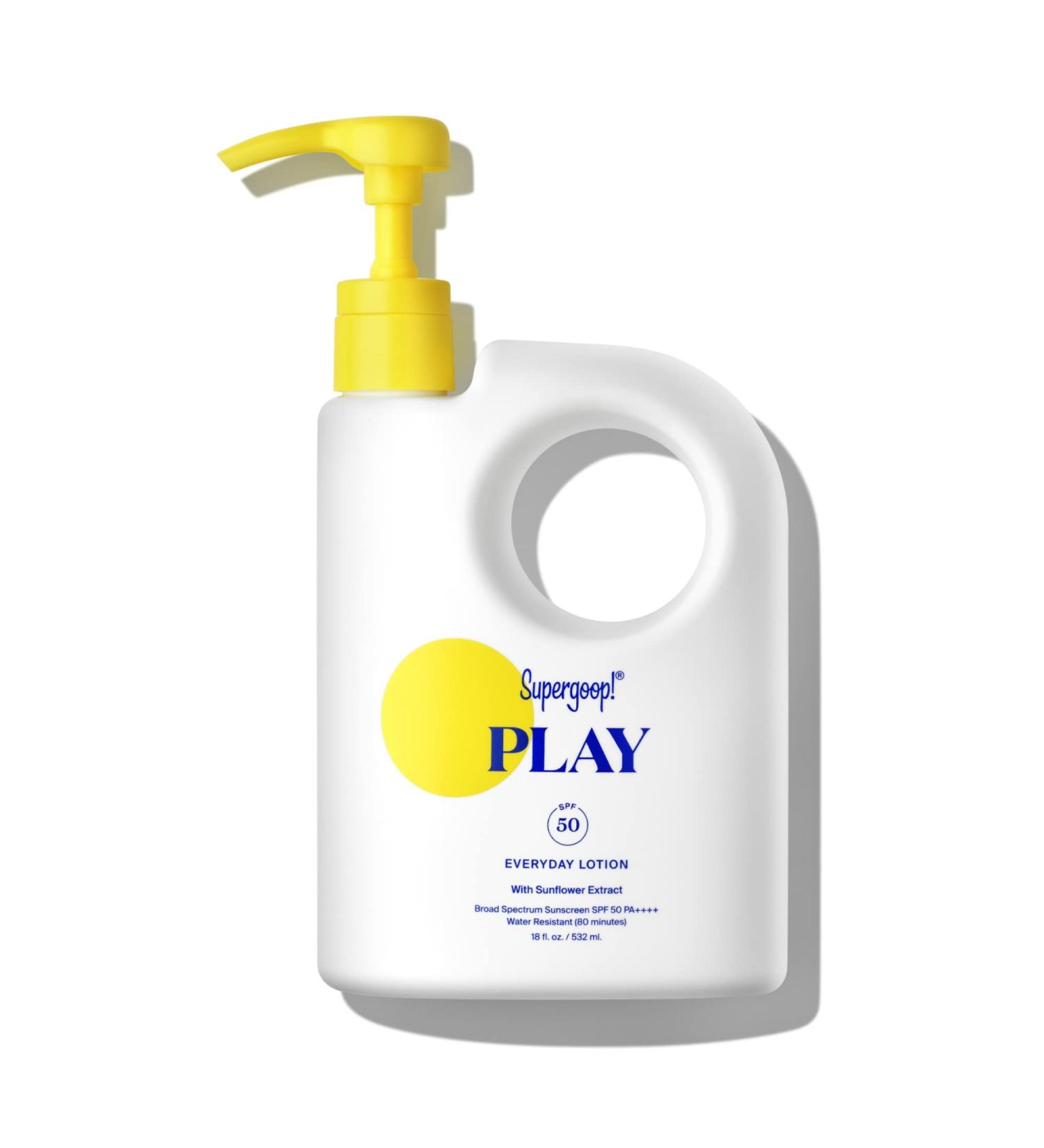 Supergoop! PLAY Everyday Lotion SPF 50 PA++++ 18 oz - Reef-Friendly Broad Spectrum Sunscreen for Sensitive Skin - Water & Sweat Resistant - Clean Ingredients - Great for Active Days - Buy Online on GoSupps.com