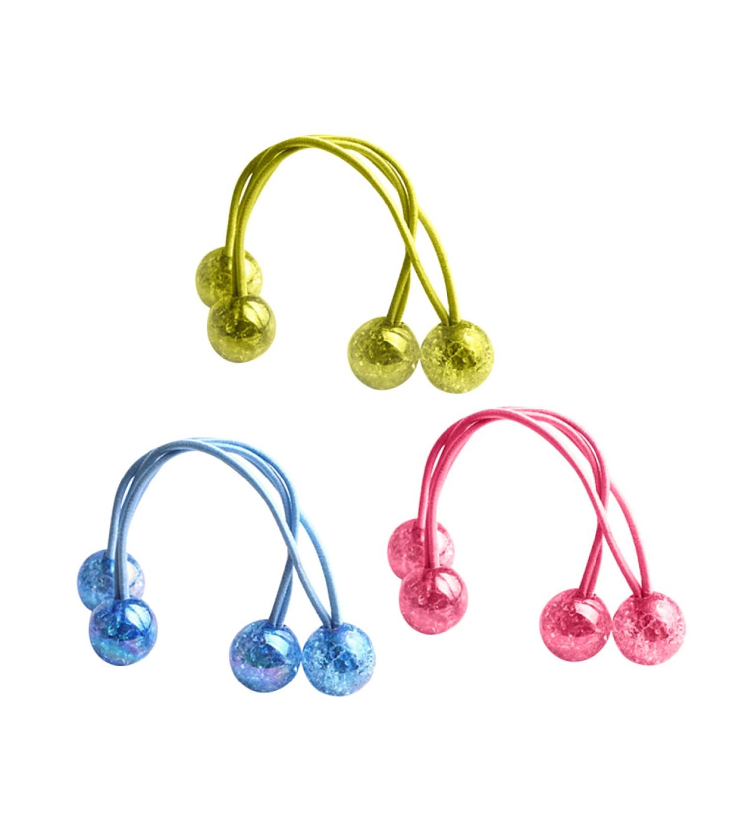 FRCOLOR Pearl Hair Accessories 3 Pairs Toddler The Bubble Acrylic Ball Pink Rubber Bands - Buy Online on GoSupps.com