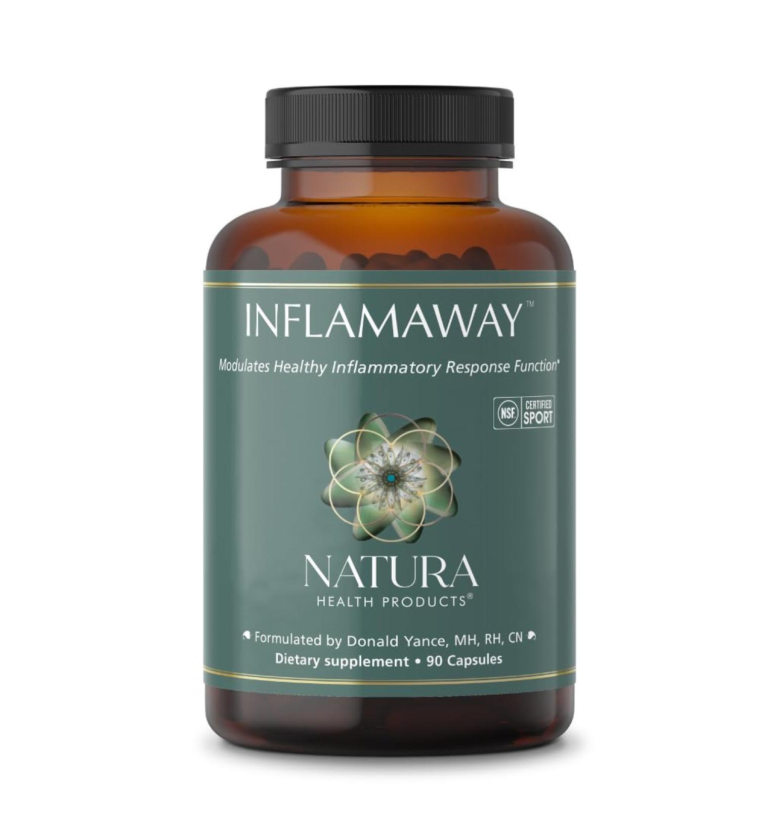 Natura Health Products InflamAway Supplement - Modulate a Healthy Inflammatory Response - Featuring Boswellia Serrata Bromelain Ginger Black Pepper (BioPerine) and Chinese Skullcap (90 Capsules) - Buy Online on GoSupps.com