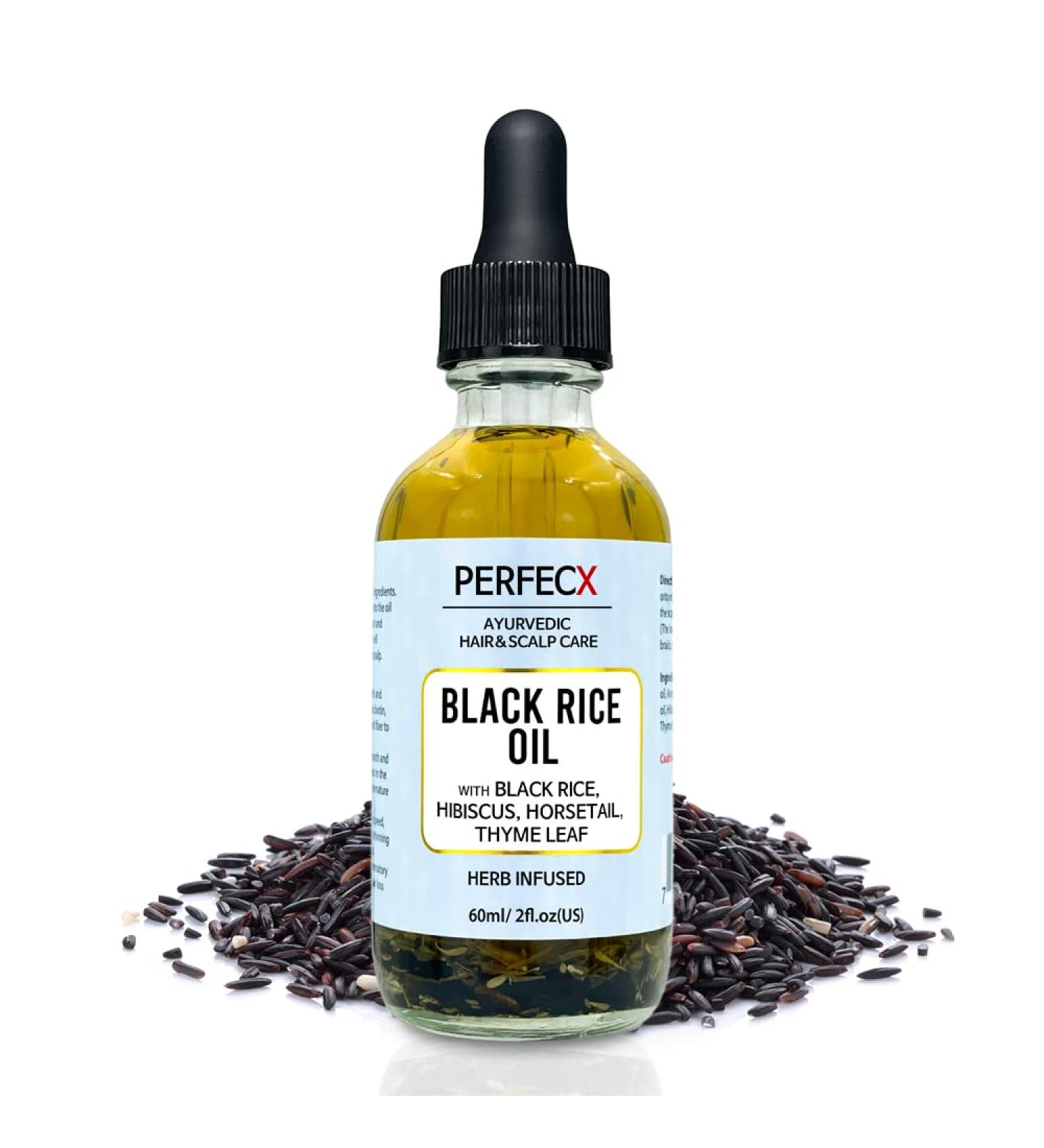 Perfecx Black Rice Hair Oil 2 fl oz - Herbal Scalp Treatment for Strengthening and Growth - Buy Online on GoSupps.com
