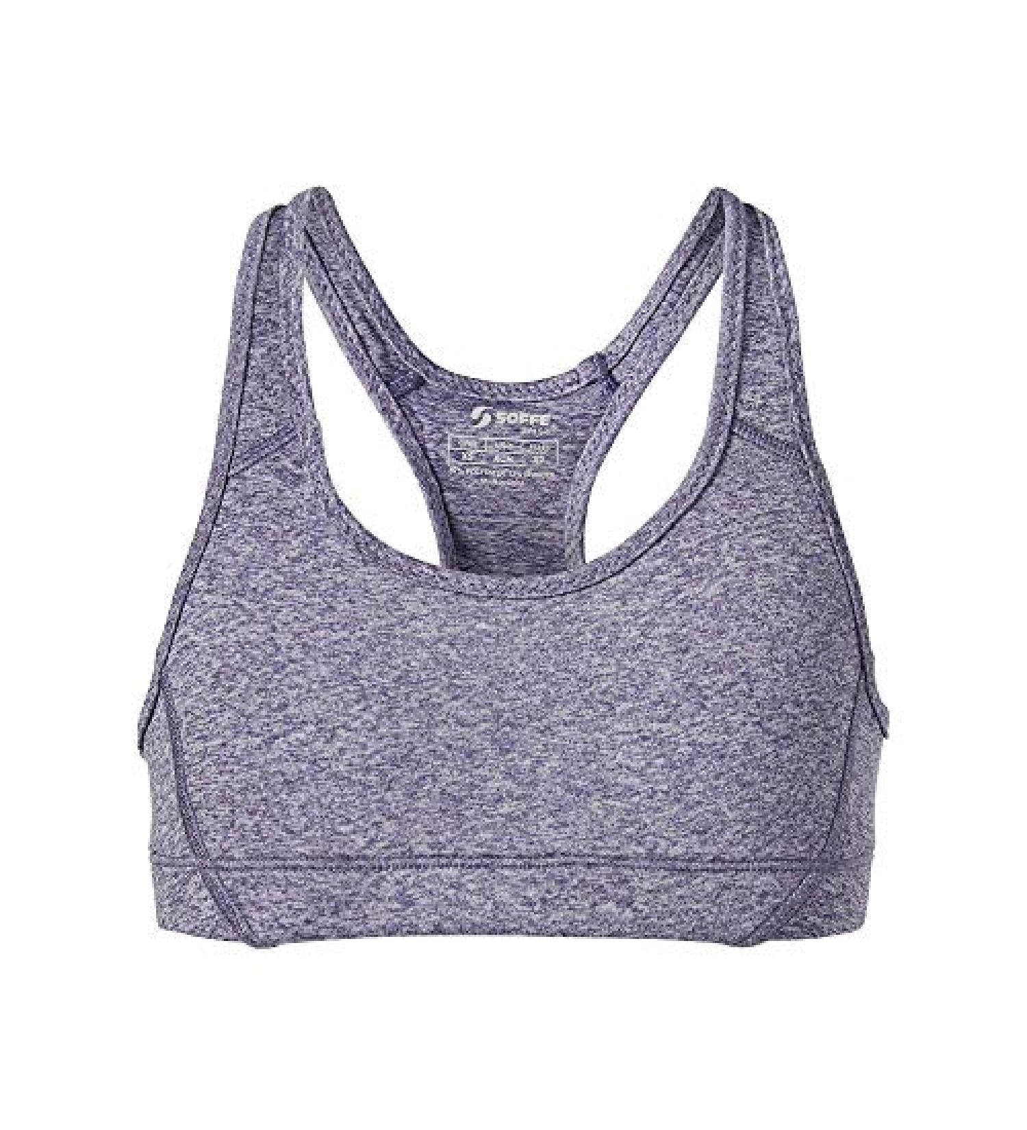 Soffe Dri Girls Team Heather Sports Bra Large Navy Heather
