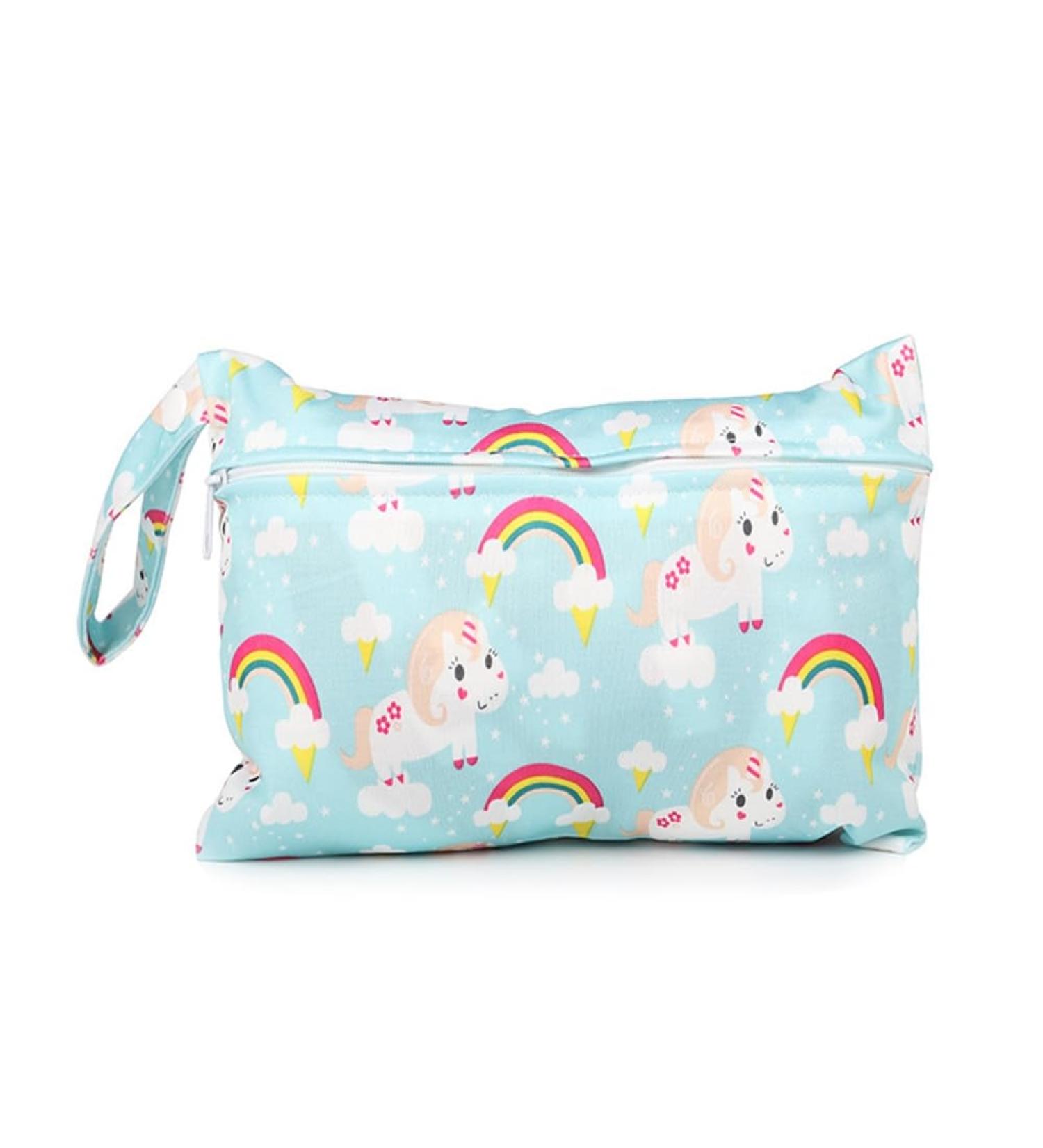 Qiantull Mini Diaper Bag | Waterproof Wetbag with Colorful Animal Pattern - Small 22x15cm Wet/Dry Organizer for Travel Beach & Swimming - Buy Online on GoSupps.com