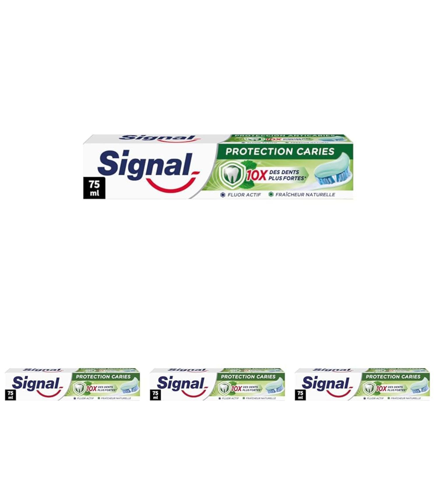 SIGNAL - Dentifrice Protection Caries Fraicheur Naturelle - Dents 10x plus fortes - Fraicheur naturelle - 95% d'ingr dients d'origine naturelle - 75ml (Lot de 4) - Buy Online on GoSupps.com