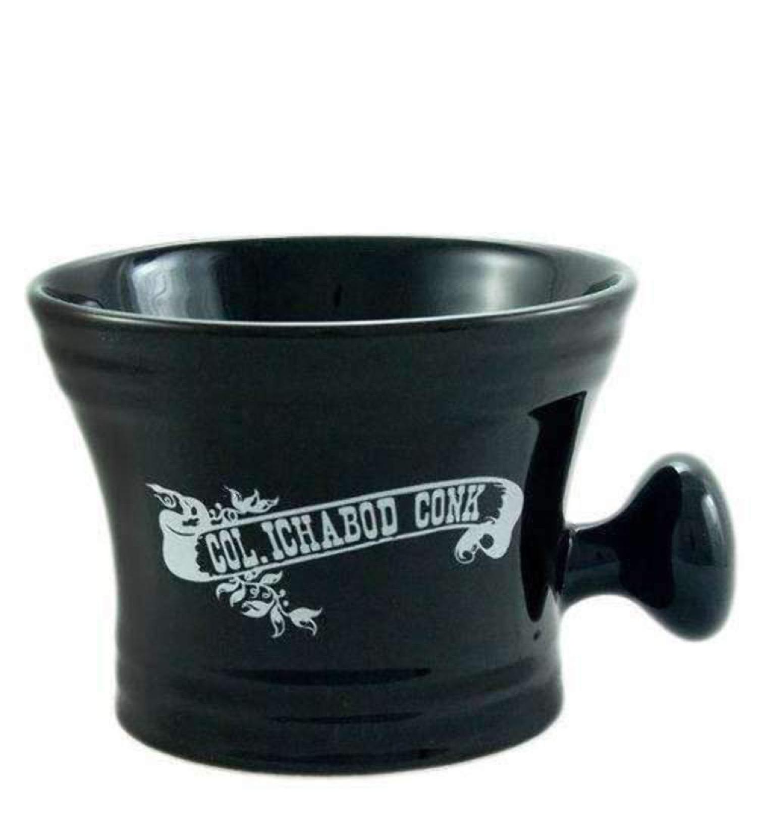 Col Ichabod Conk Black Ceramic Apothecary Style Shaving Mug