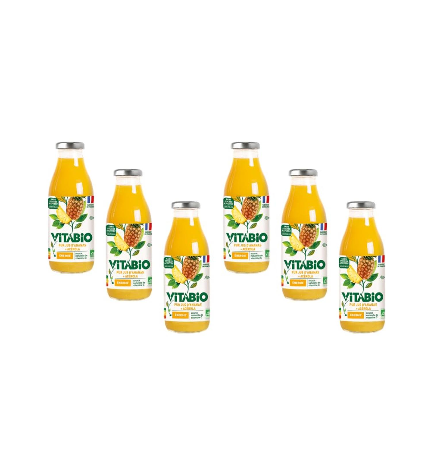 Vitabio - 100% Pur Jus - Pineapple 50 cl - PACK of 6 - ORGANIC - Buy Online on GoSupps.com