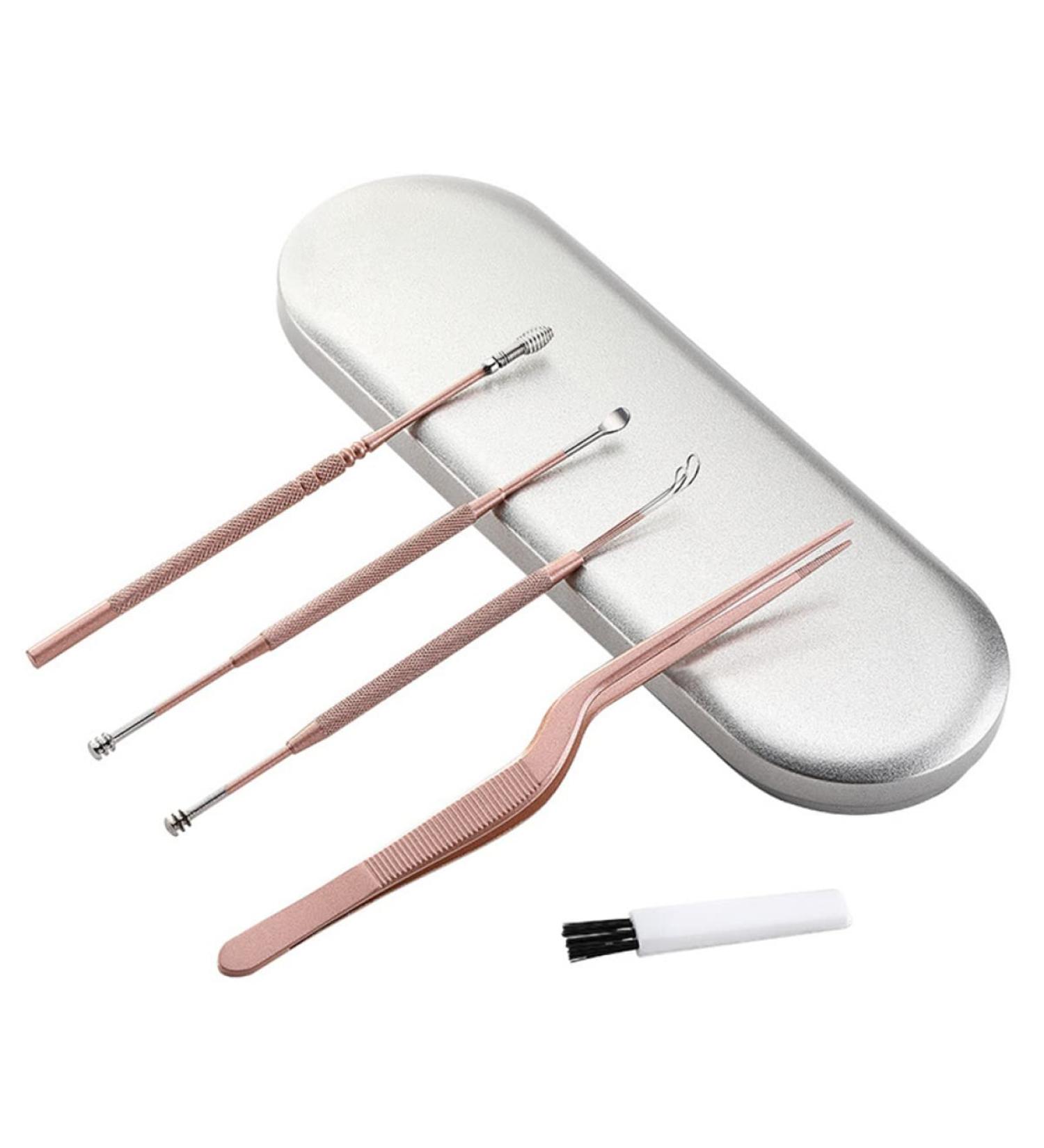 Healeved Ear Wax Removal Kit - 5 Pcs Earwax Remover Set in Rose Gold 14x1cm - Buy Online on GoSupps.com
