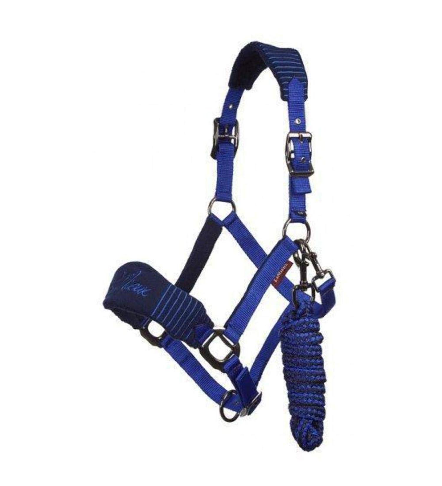 LeMieux Vogue Fleece Headcollar & Leadrope - Full Size Navy/Royal Blue | Premium Horse Gear for International Shipping - Buy Online on GoSupps.com