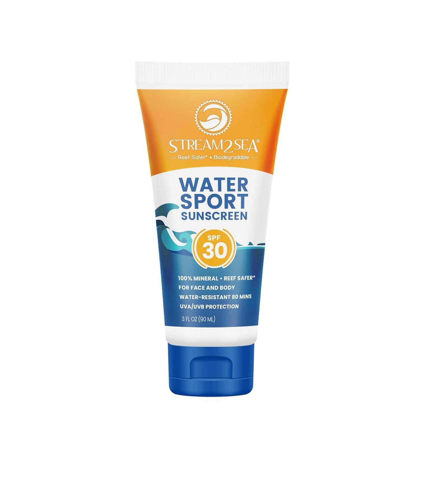 Stream2Sea SPF 30 Mineral Sunscreen | Biodegradable & Reef Safe | Non-Greasy Face & Body Protection | 3 Fl Oz - Buy Online on GoSupps.com