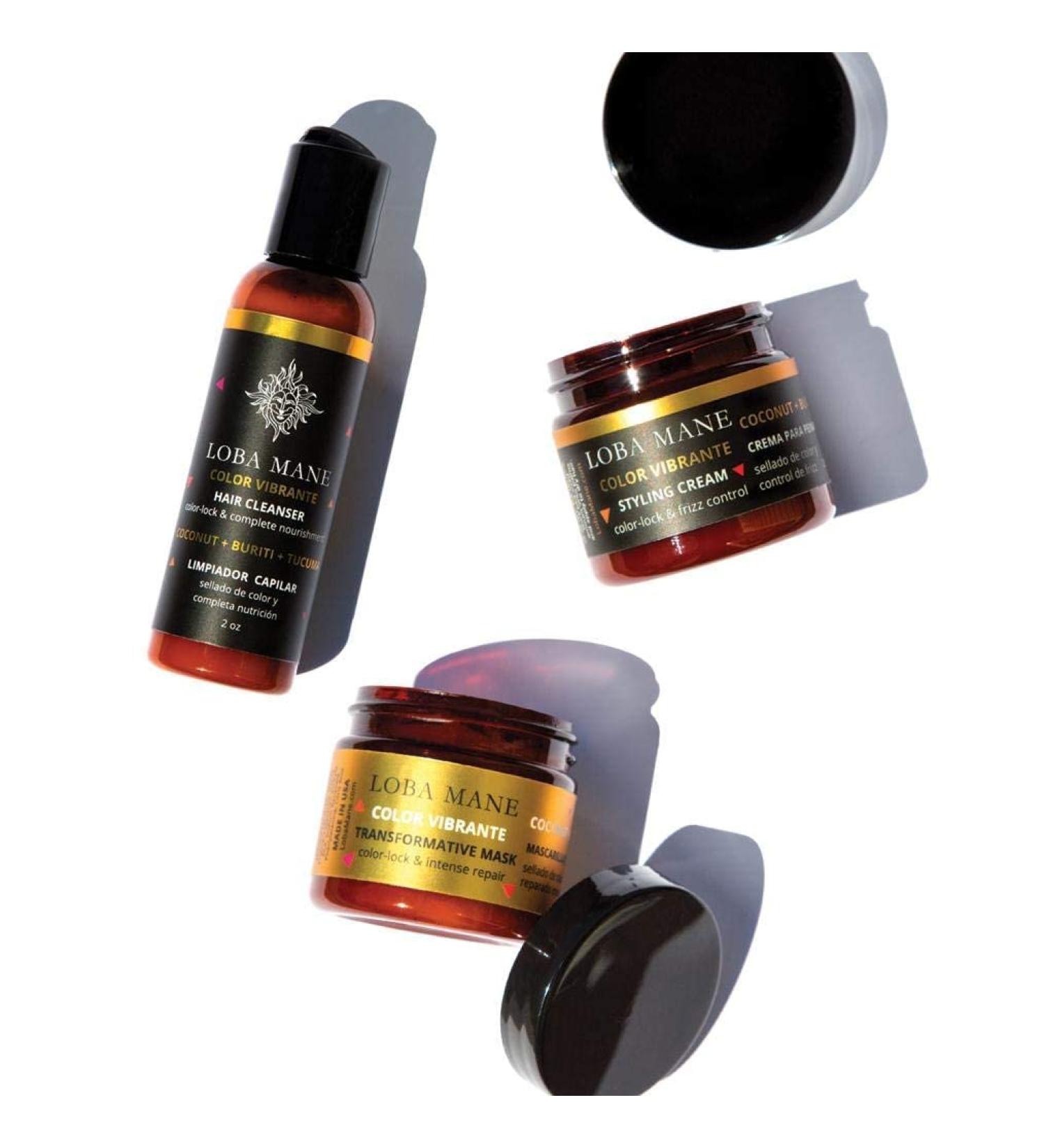 Loba Mane Curly Hair Treatment Set - Mask, Styling Cream & Cleanser - Sulfate-Free, Vegan, Natural & Organic - 2oz - Buy Online on GoSupps.com