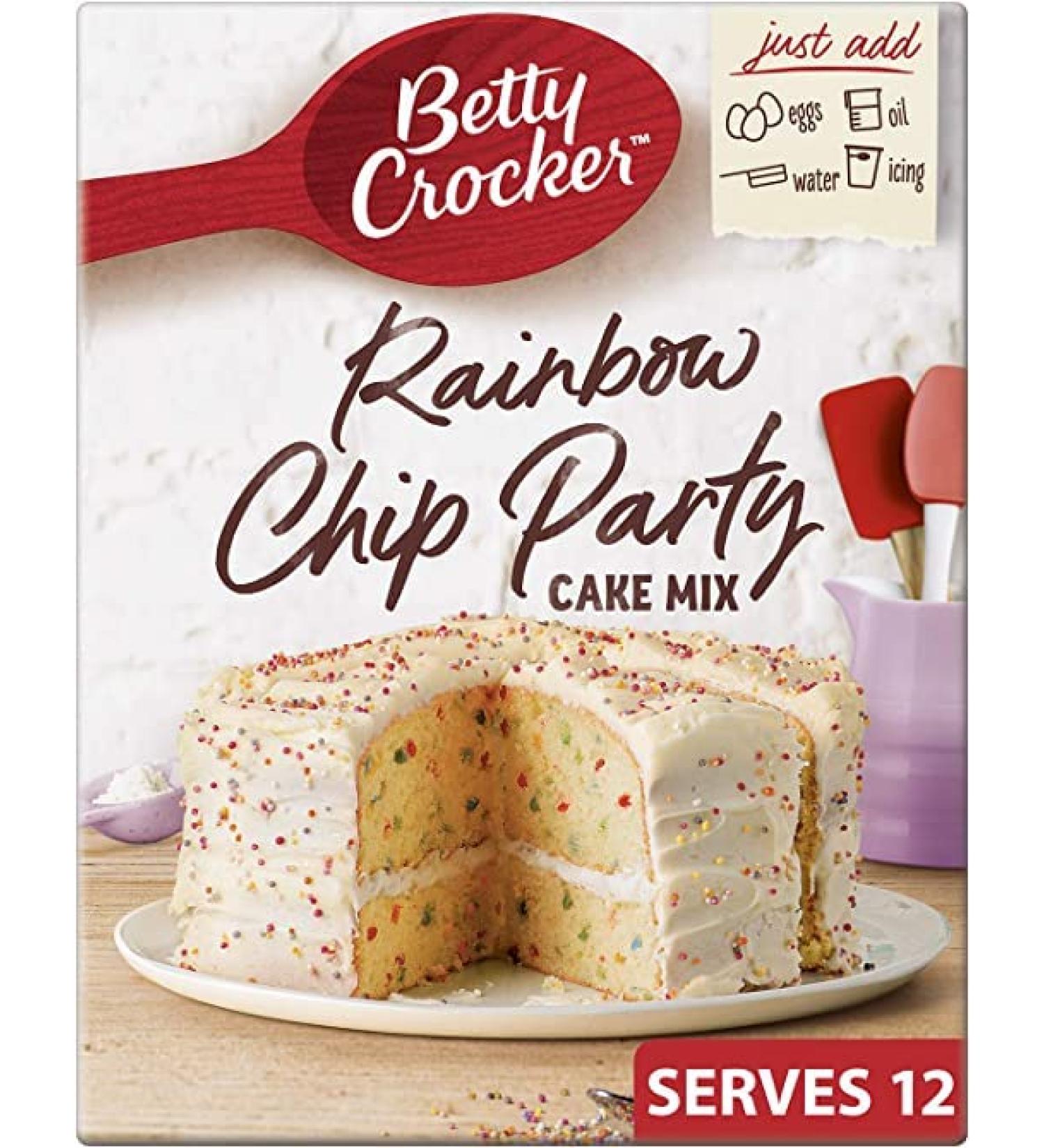 Betty Crocker | Party Rainbow Cake Mix 425G | Cake mix with multicolour sugar sprinkles (6%) | No Preservatives - Buy Online on GoSupps.com