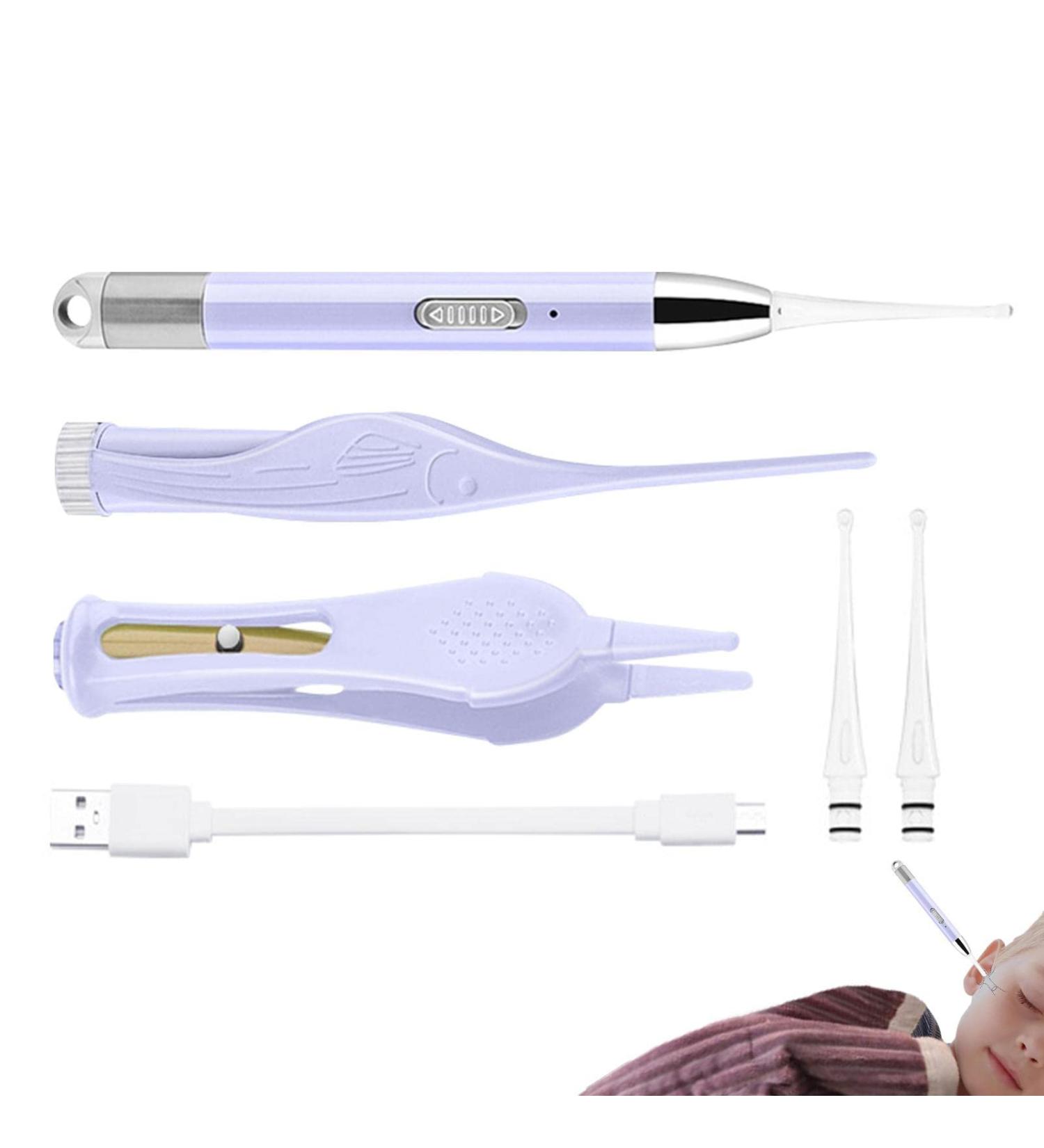 Earwax Cleaner Kit | Ear Wax Picker Rechargeable Cleaning Spoon with Light Visible Earwax Cleaning Digger Curette for Adults Children Salon Home Spa Taro Purple - Buy Online on GoSupps.com