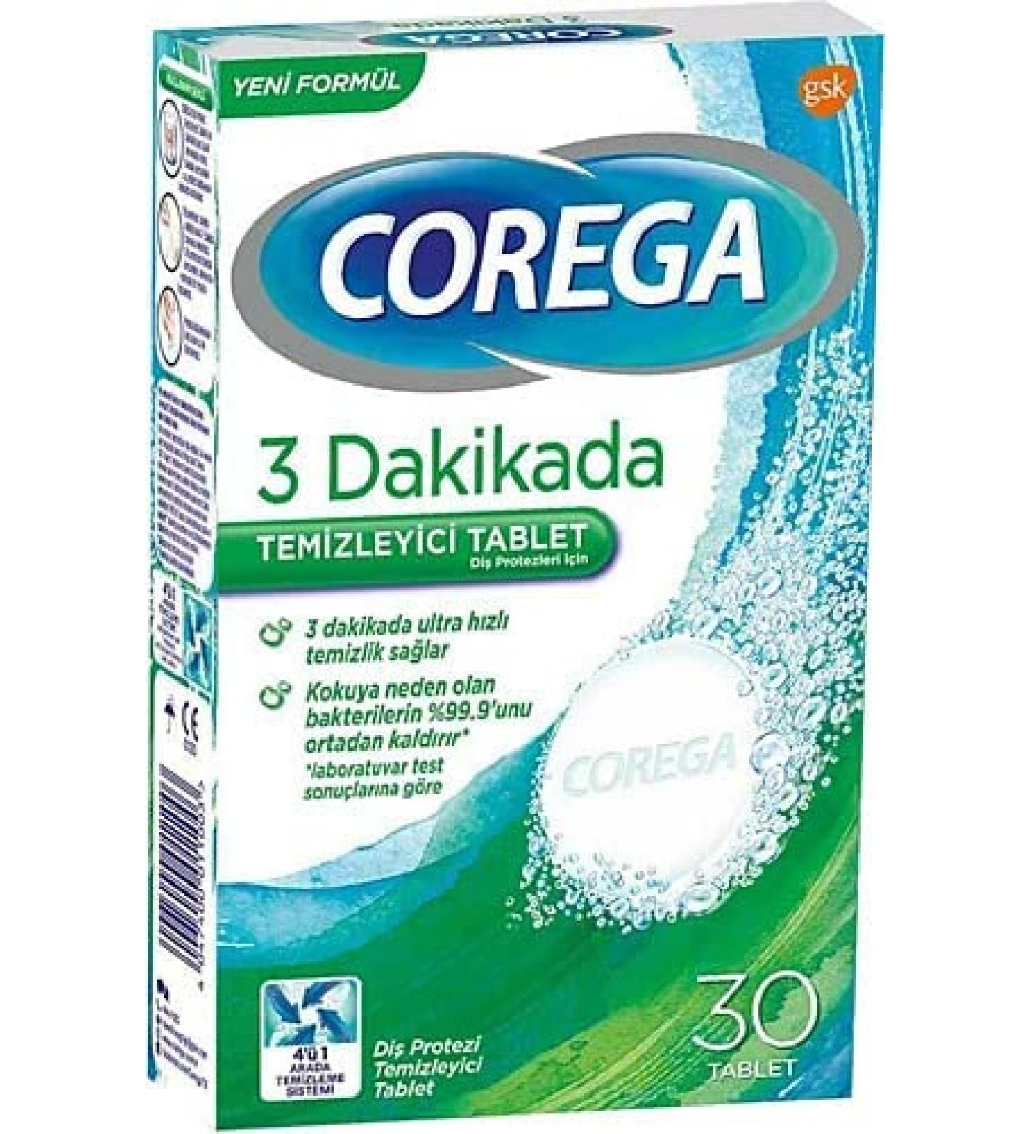 Corega Denture Cleanser 3 Minutes Rapid Action (30 tablet)