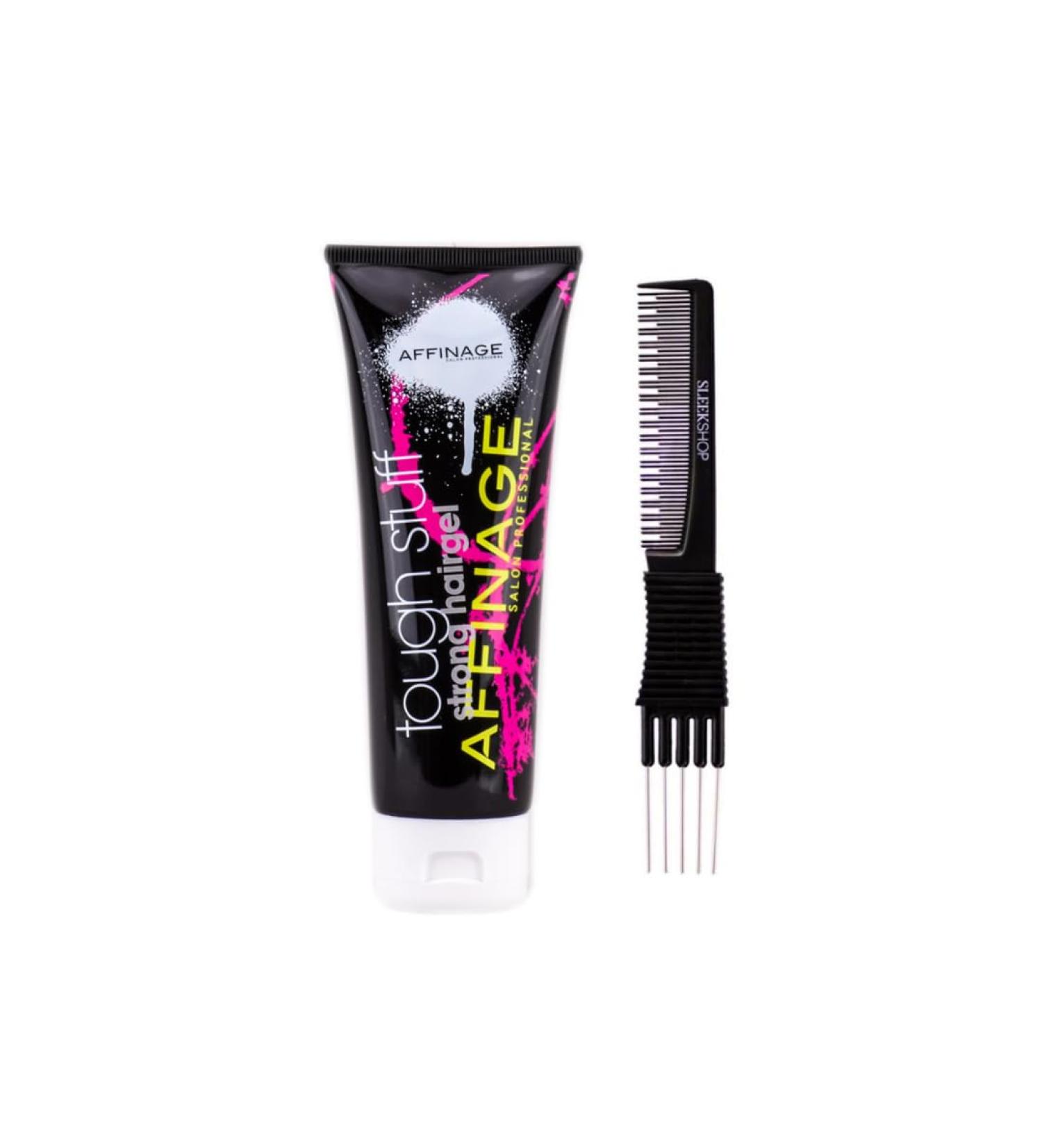 yper Affinage Tough Stuff Strong Hair Gel (4.23 oz) with Teasing Comb Pack 1