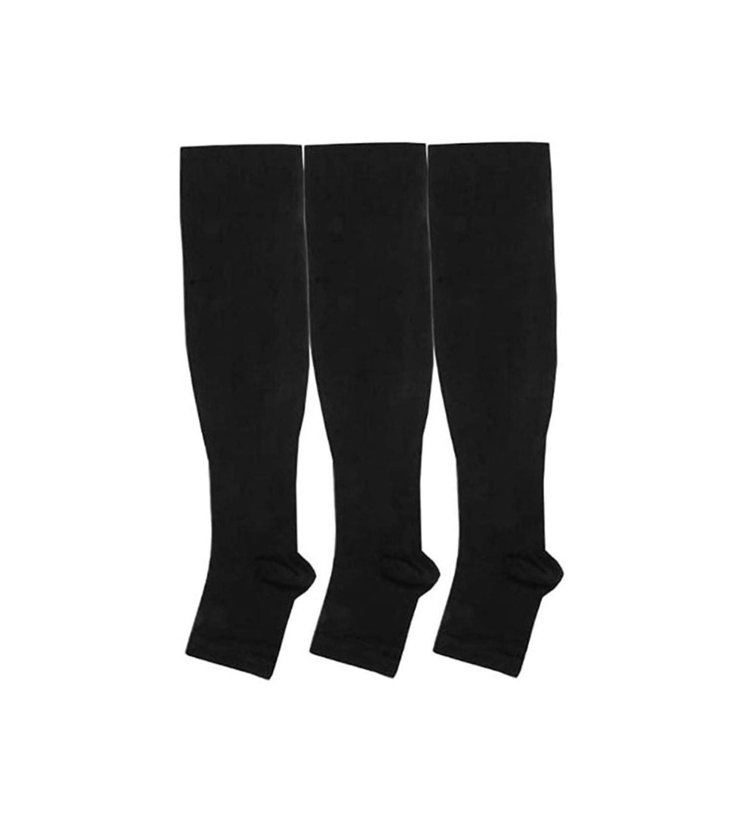 Clicitina Men Women Toe Socks Support Compression Knee Socks Tolose Open High L/XL-Sports Qa847 Black One Size