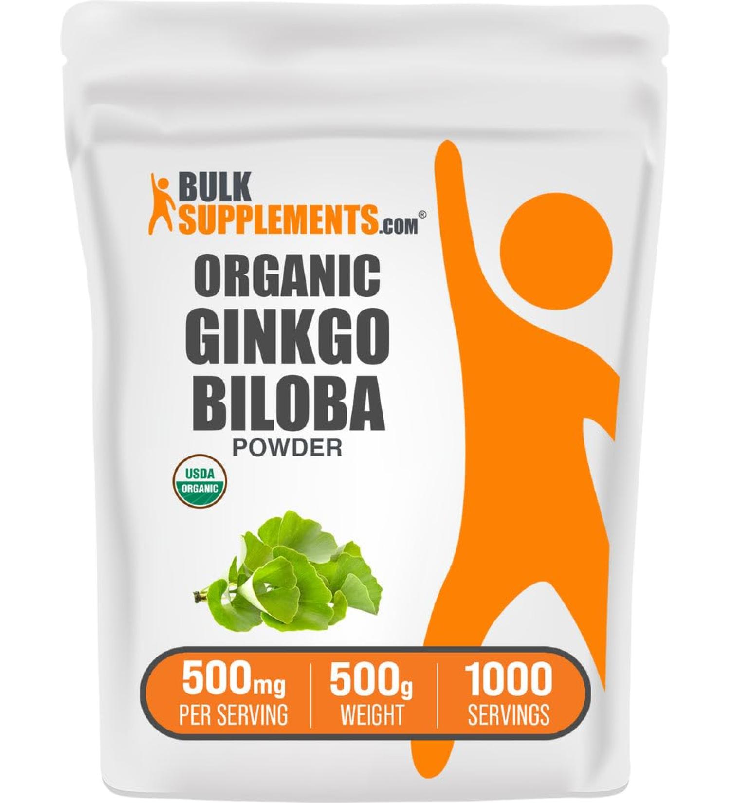 BulkSupplements.com Organic Ginkgo Biloba Powder - from Ginkgo Biloba Leaf Herbal Supplement - Vegan & Gluten Free 500mg per Serving 500g (1.1 lbs) (Pack of 1) 1.1 Pound (Pack of 1) - Buy Online on GoSupps.com