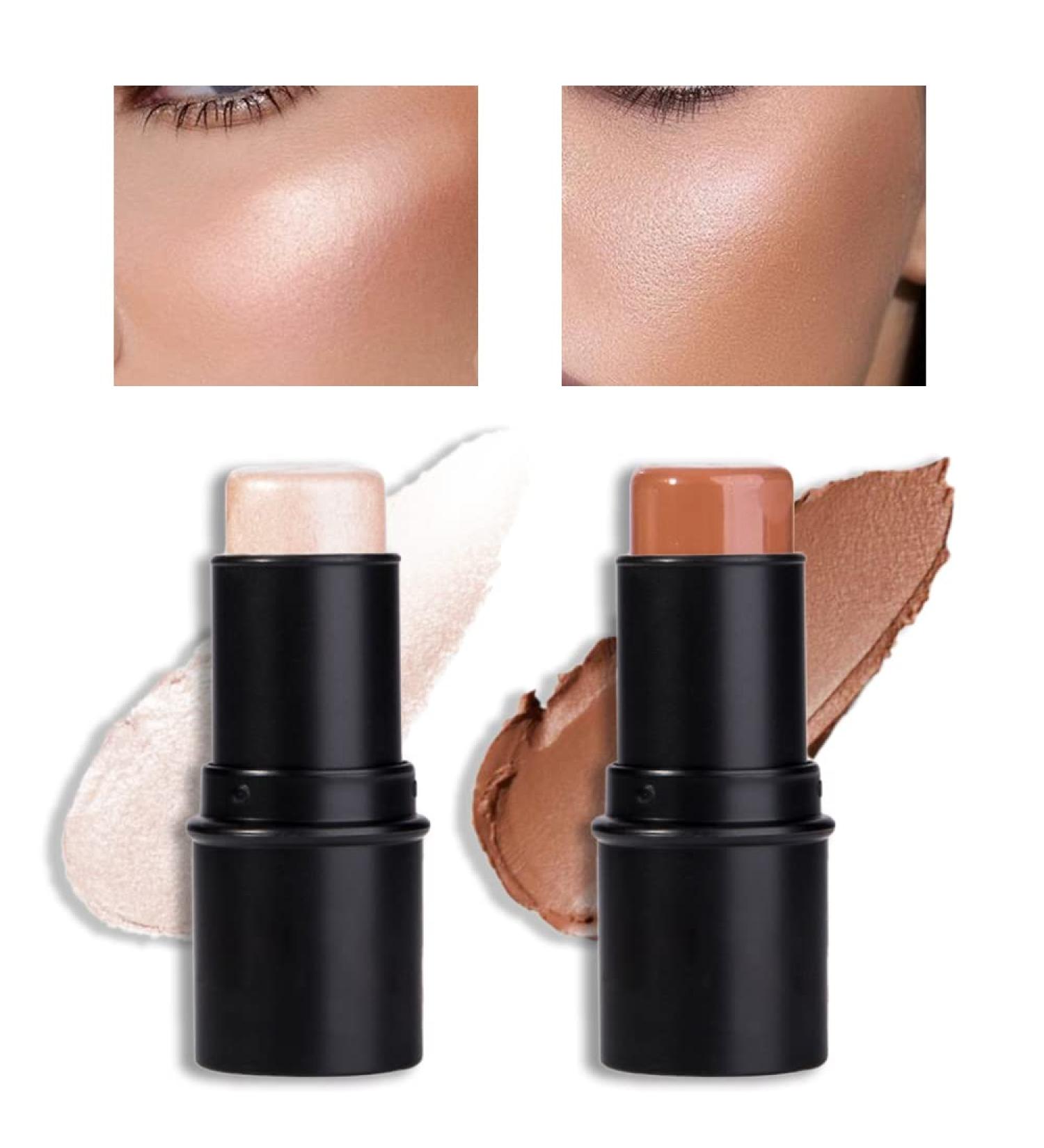 evpct 2Pcs Face Cream Contour Stick Highlighter & Bronzer Kit - Long Lasting & Highly Pigmented 0.42 Ounce - Makeup Cheek Sticks - Buy Online on GoSupps.com